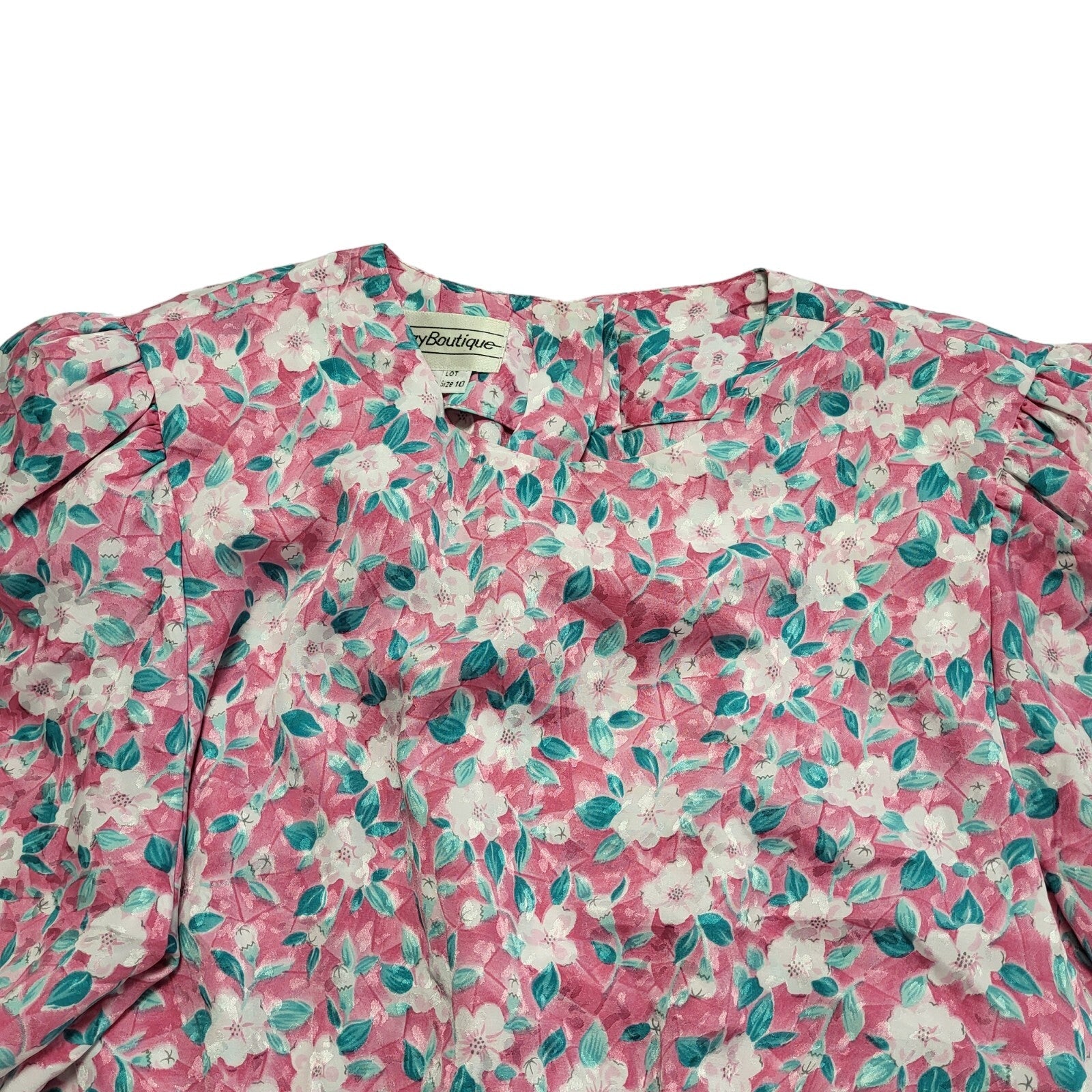 Maggy Boutique Vintage 80's Pink Floral Daywear Dress Uk Women's Size 10