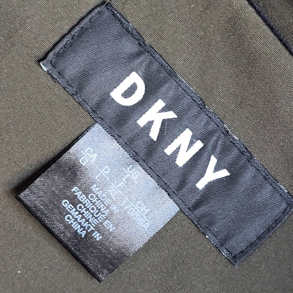 DKNY Vintage Y2k Green Hooded Zip & Snap Front Coat Women's UK L