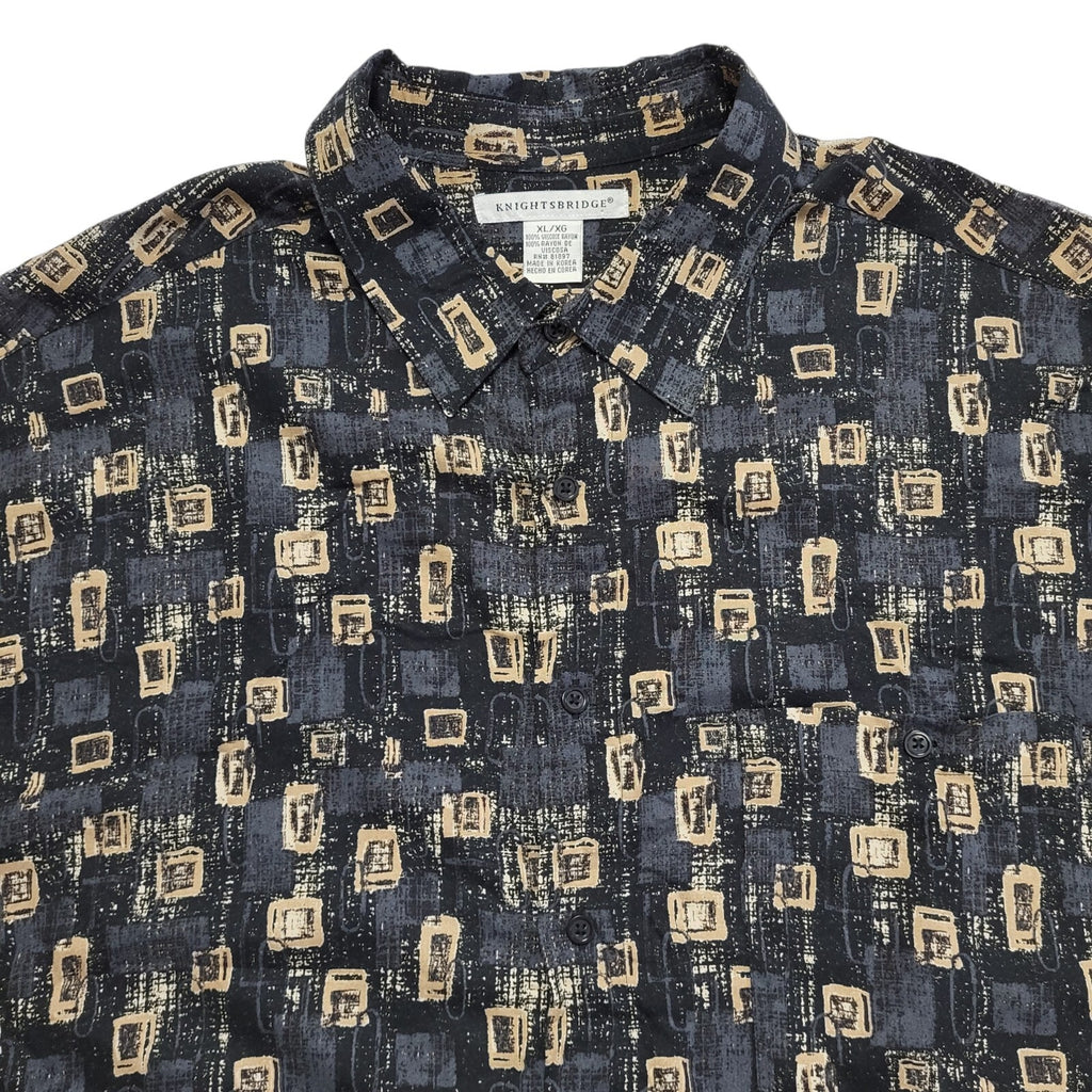 Knightsbridge Black Beige 90s Short Sleeve Shirt Uk Men's Size 2XL