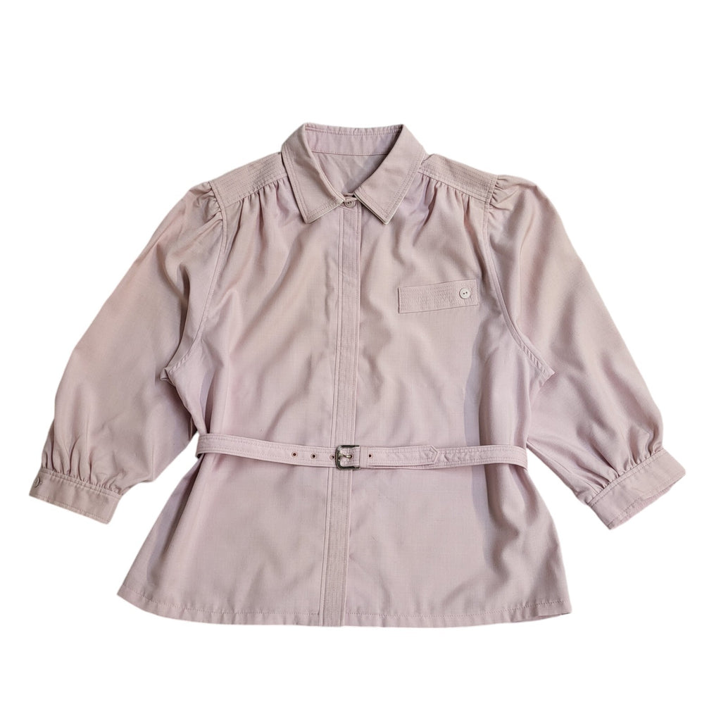 Del Mod Pink Belted 3/4 Length Sleeve Shirt Vintage 90's Women's UK Size 14