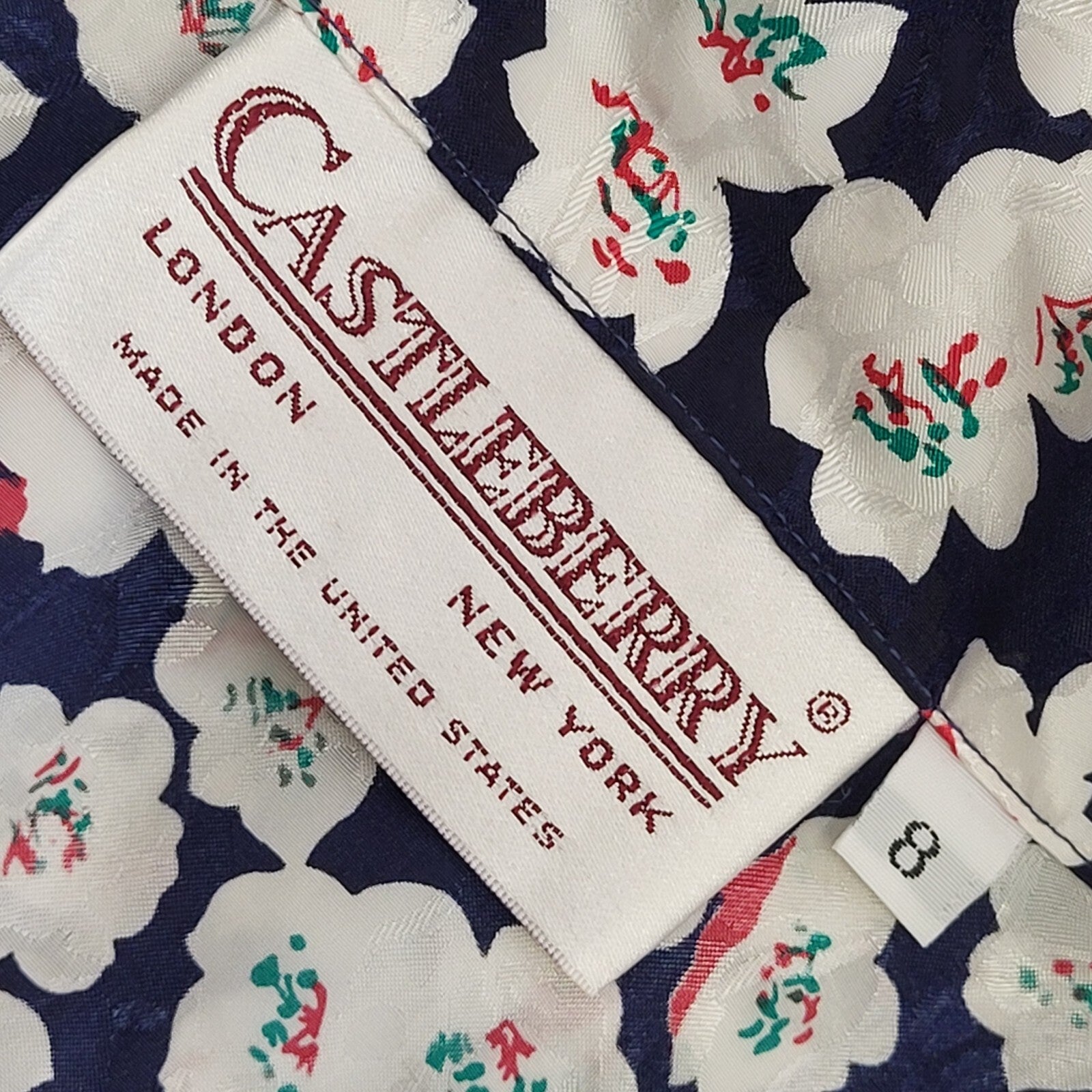 Castle Berry Vintage 90s Blue & White Floral Blouse Uk Women's Size 8