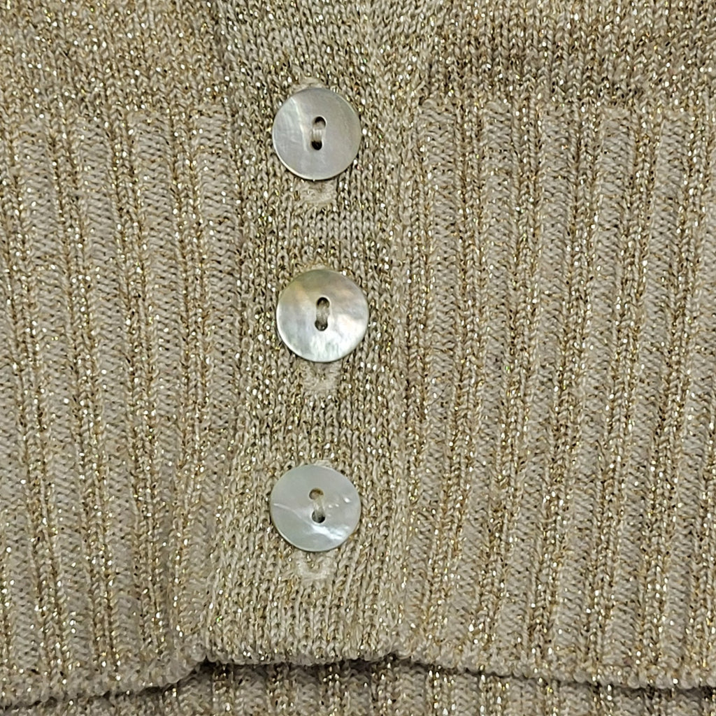 New Look Y2K Gold Glitter Short Sleeve Cropped Cardigan Womens UK 12