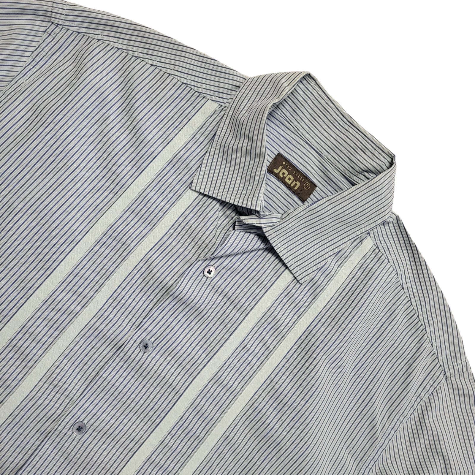 Ted Baker Vintage Y2K  Blue White Striped Short Sleeve Shirt Men's UK L