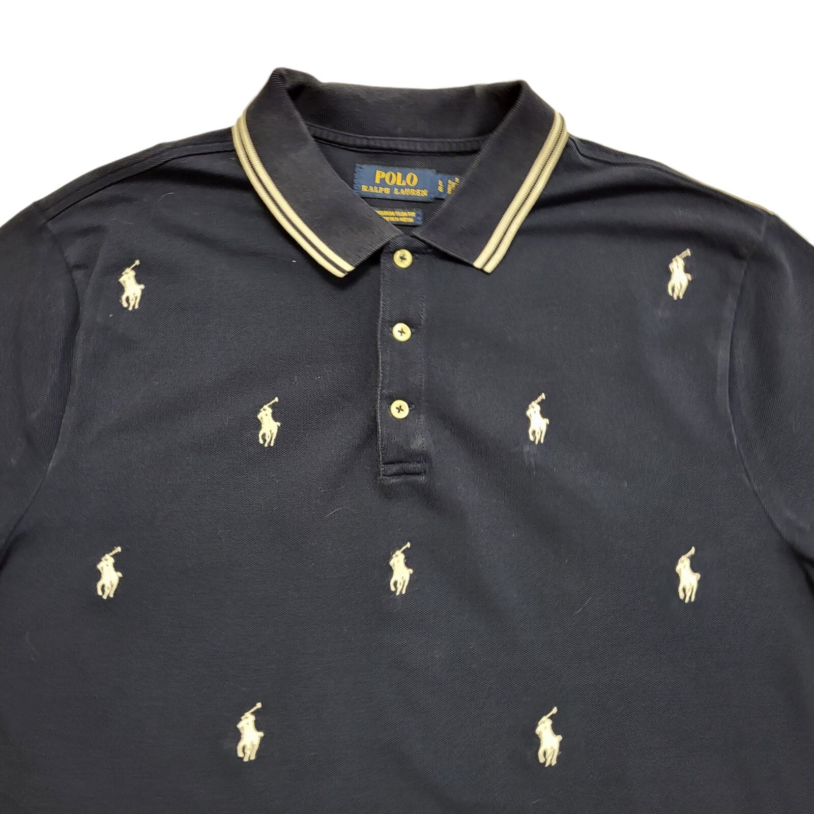 Polo Ralph Lauren Vintage 90's Blue Short Sleeve Polo Shirt Mens Size L