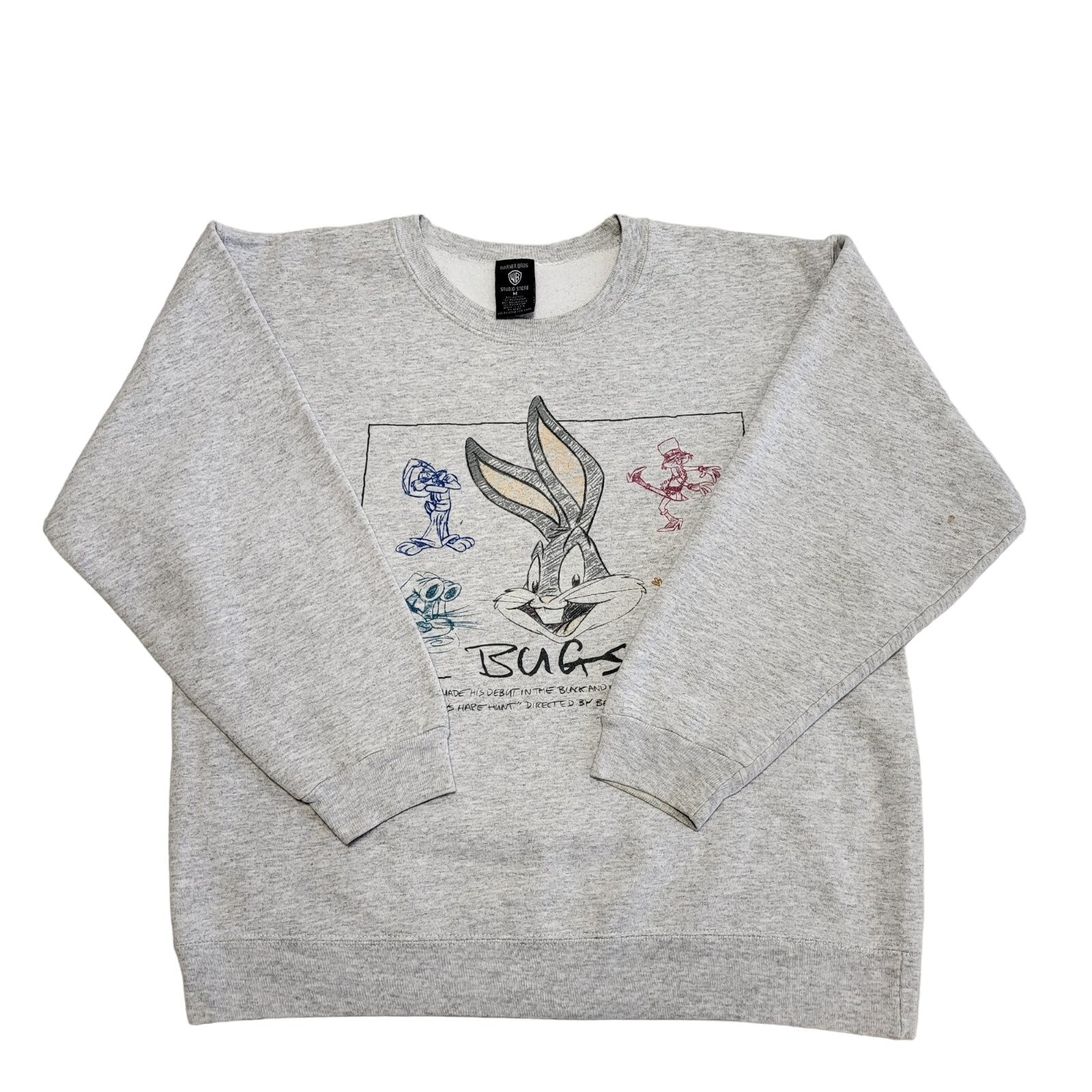 Warner Bros Bugs Bunny Print 90s Vintage Grey Sweatshirt Women's Size M