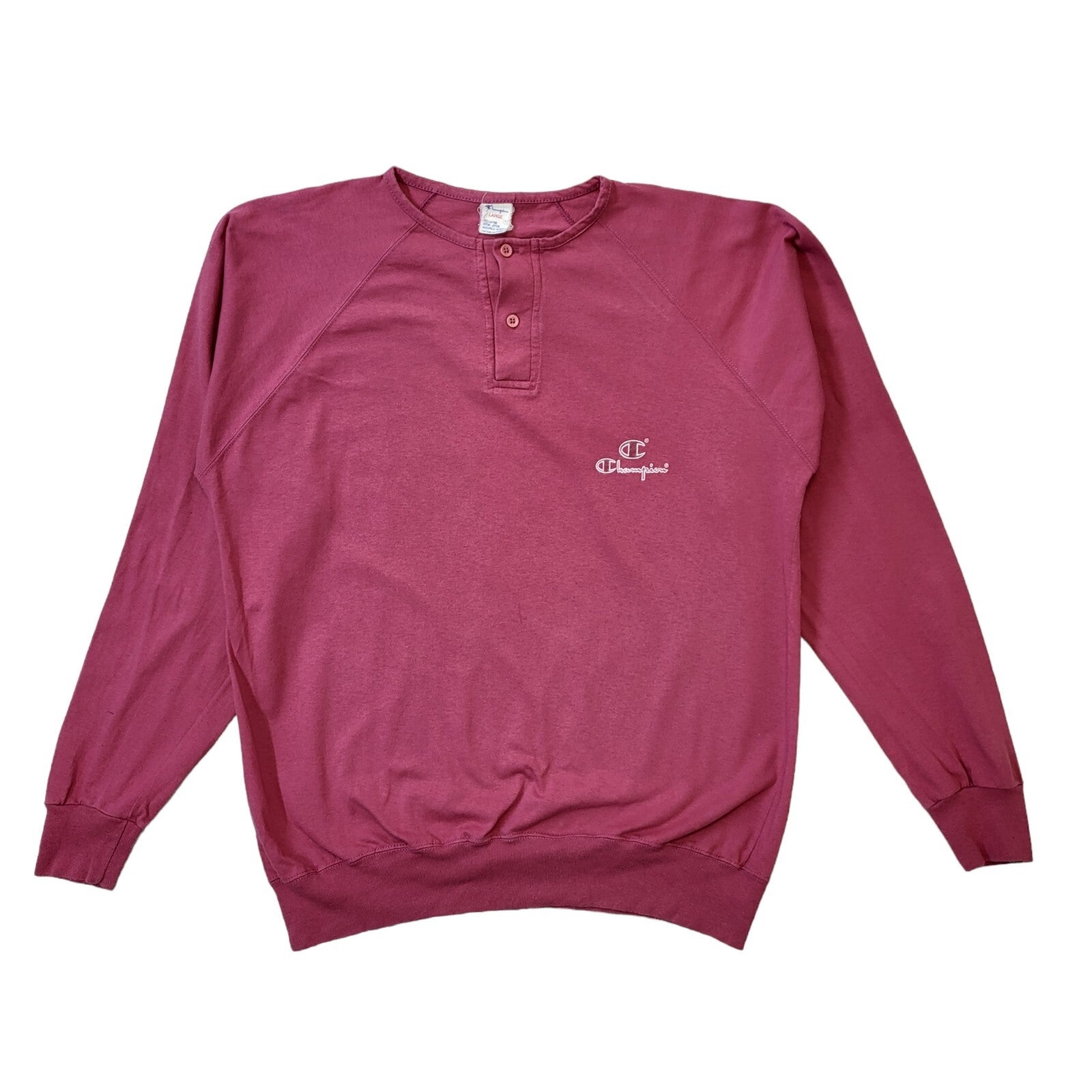 90s Vintage Champion Pink 1/4 Button Sweatshirt Jumper Men's Size Large