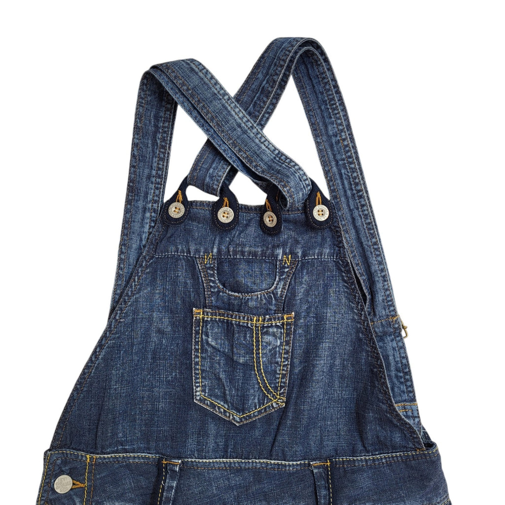 Levi's 90s Dark Blue 3/4 Denim Dungarees Uk Women's Size S 8 W28 L19