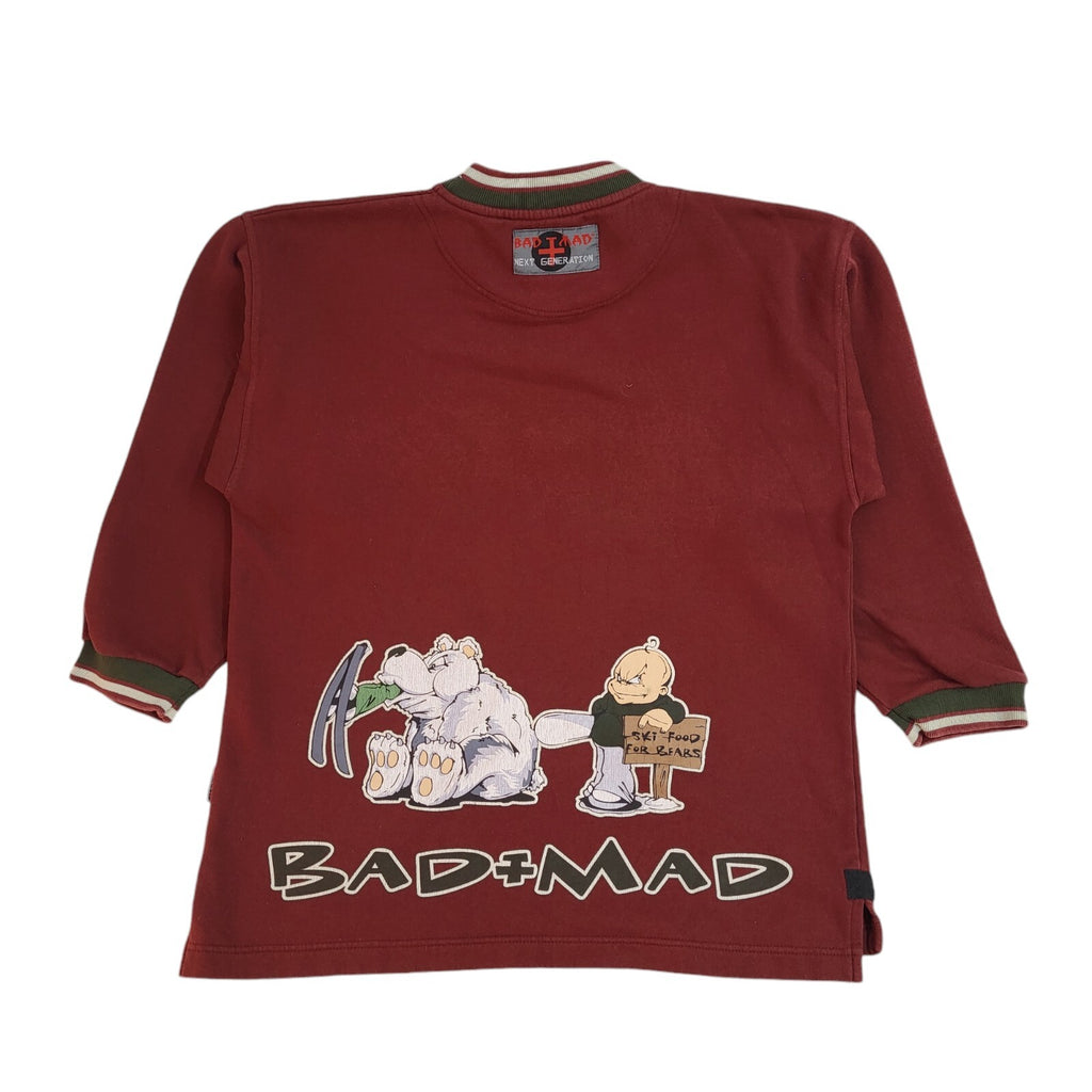 Bad Mad Vintage 90's 3/4 Sleeve Red Jumper UK Men's Size Small