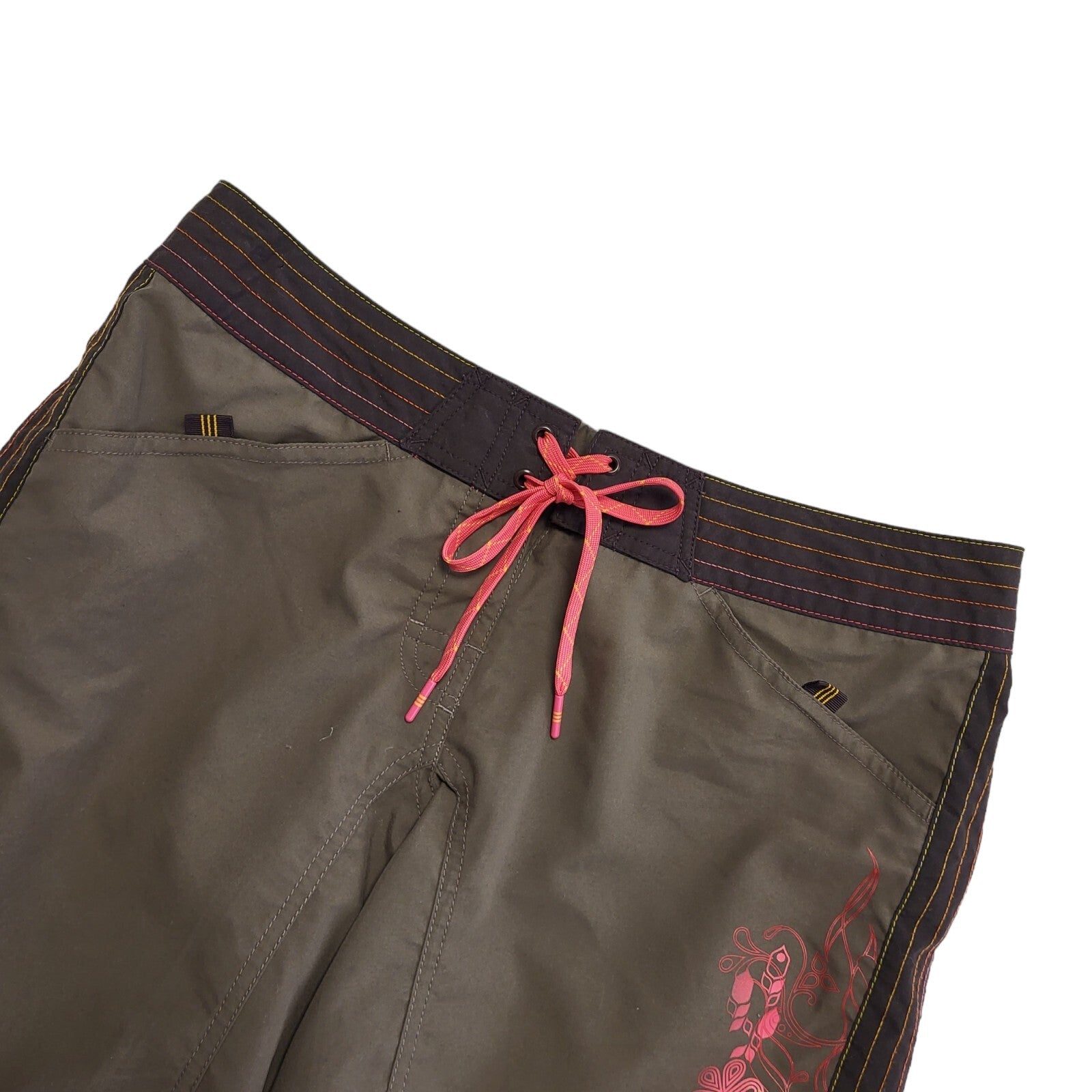 Adidas Vintage Y2K Brown Floral Tie Sports Shorts  Womens UK 12-14 W30-32