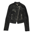 New Look Black Zipped Leather Jacket Uk Women's Size 8