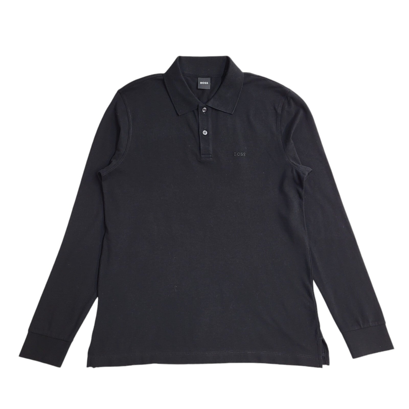 Boss Y2K Vintage Black Long Sleeve Polo Top Shirt Men's Size M