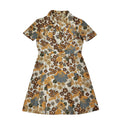 70s Vintage Beige & Brown Floral Fit & Flare Shirt Dress Women's 12