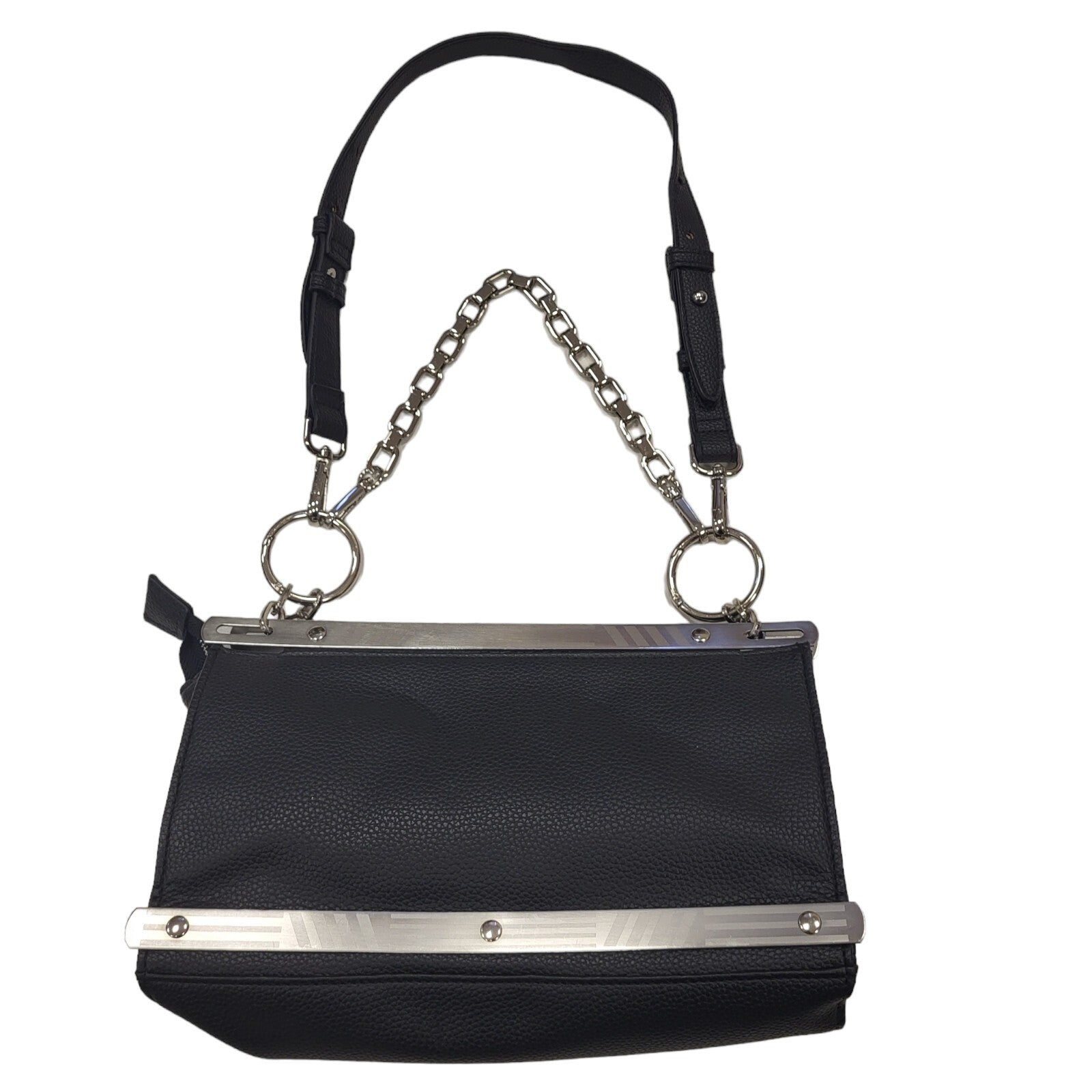 Maniere De Voir Vintage Black Leather Shoulder Bag Uk Women's Size  10" x 6"