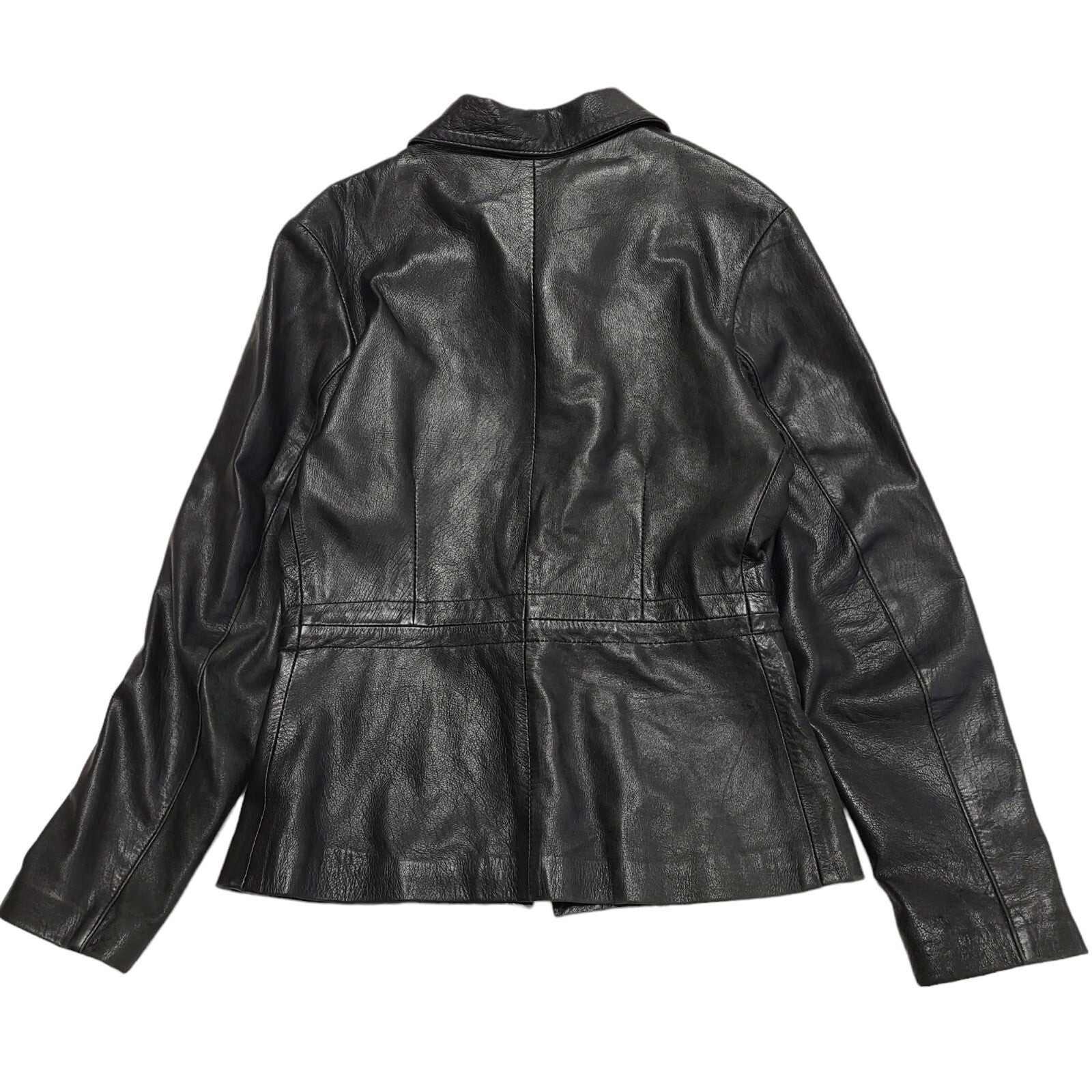 Gaffa & Co 90s Vintage Zip Up Black Leather Jacket Uk Women's Size Medium