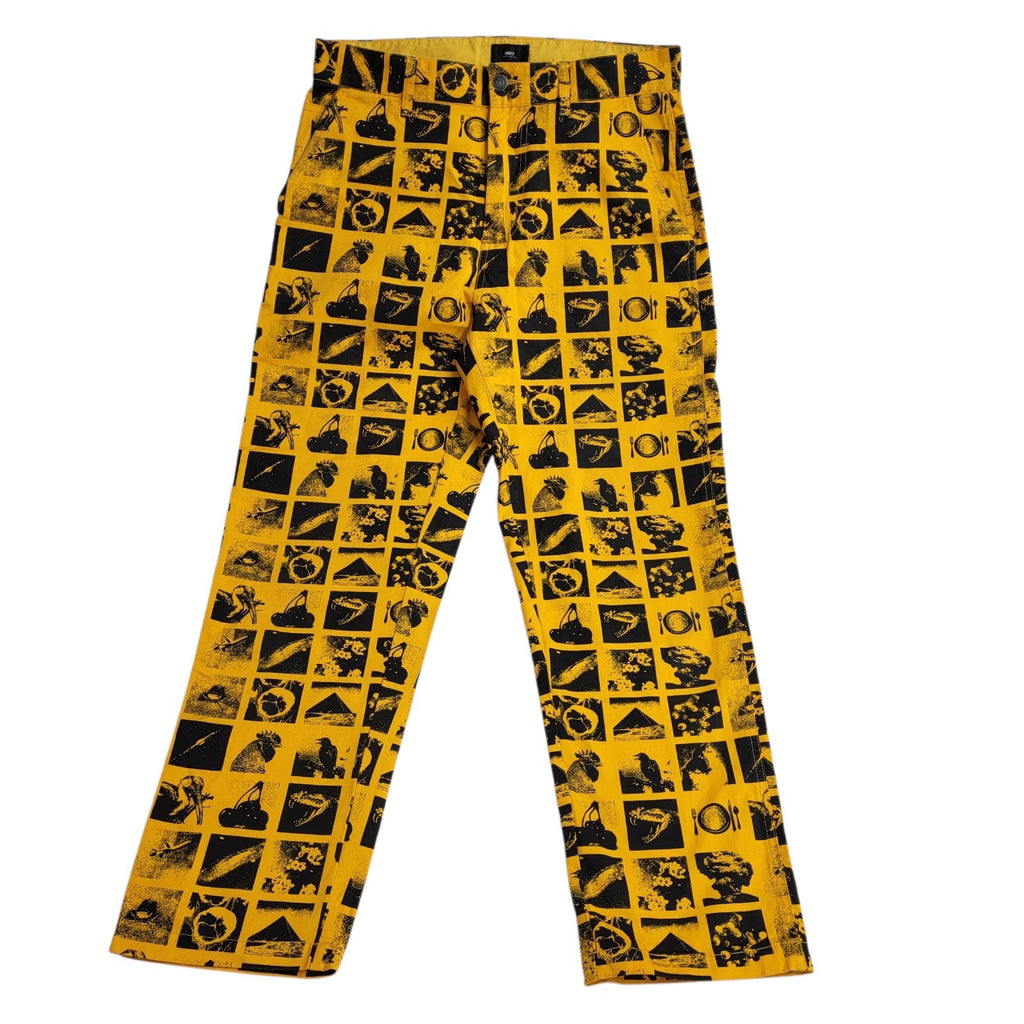 Obey Clothing Y2K Yellow Straight Leg Jeans Uk Men's S W30-32 L29