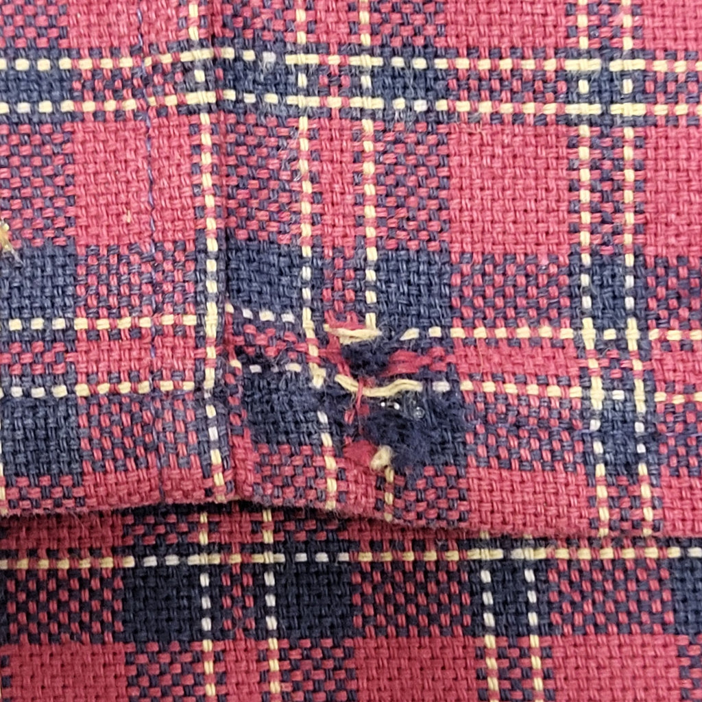 Lacoste Vintage Y2K Burgundy & Blue Checked Long Sleeve Shirt Mens UK Size M