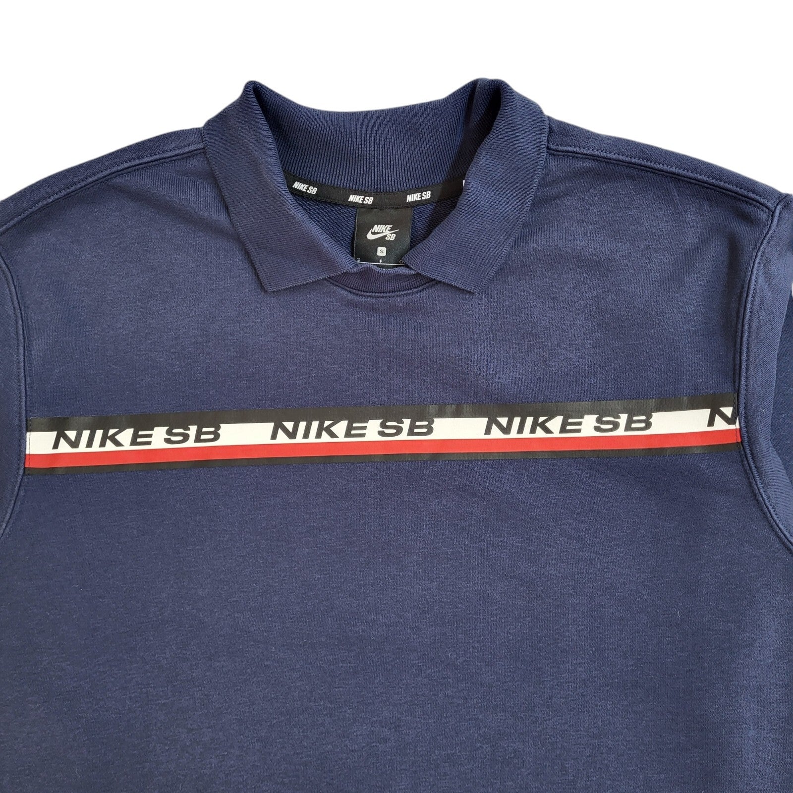 Nike SB Sports Sweatshirt Blue Collared 90's Vintage UK Men's Size S