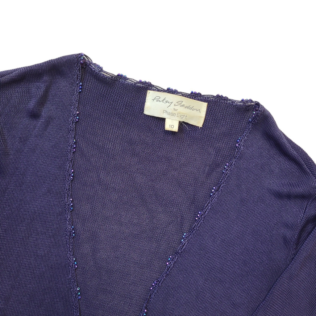 Patsy Seddon For Phase Eight 90s Purple Tie Cardigan Womens UK Size 10