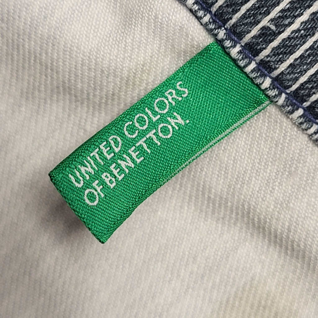 United Colors Of Benetton Blue Striped Denim Jacket Uk Girl's Size XS 4-5 yrs