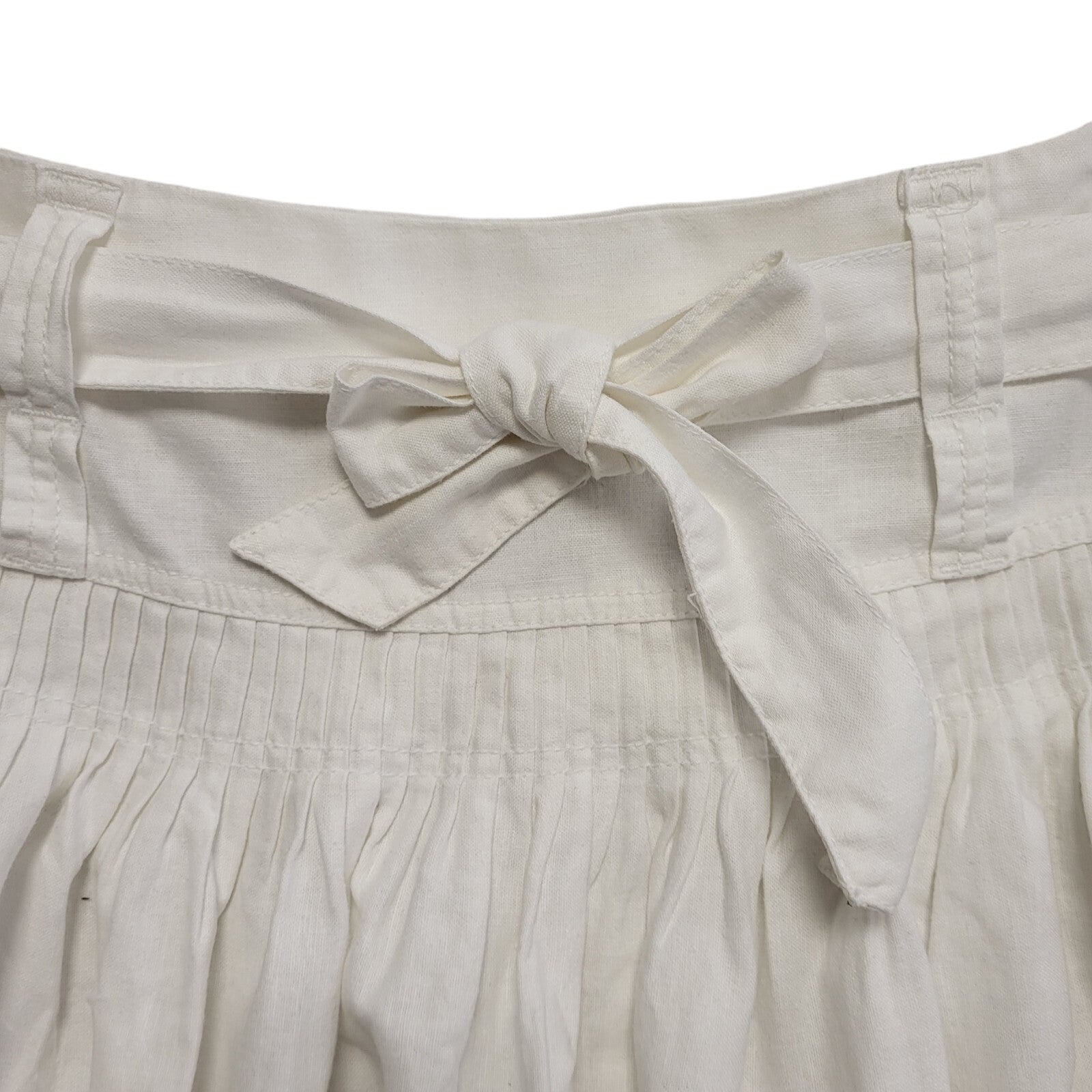 Next Vintage 90's White Belted Ruffle Skirt Womens UK Size 14 W32