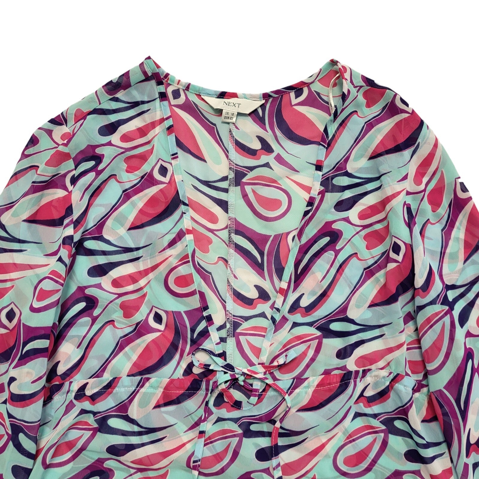 Next Y2K Vintage Blue & Pink Retro Tunic Top Womens UK Size 14