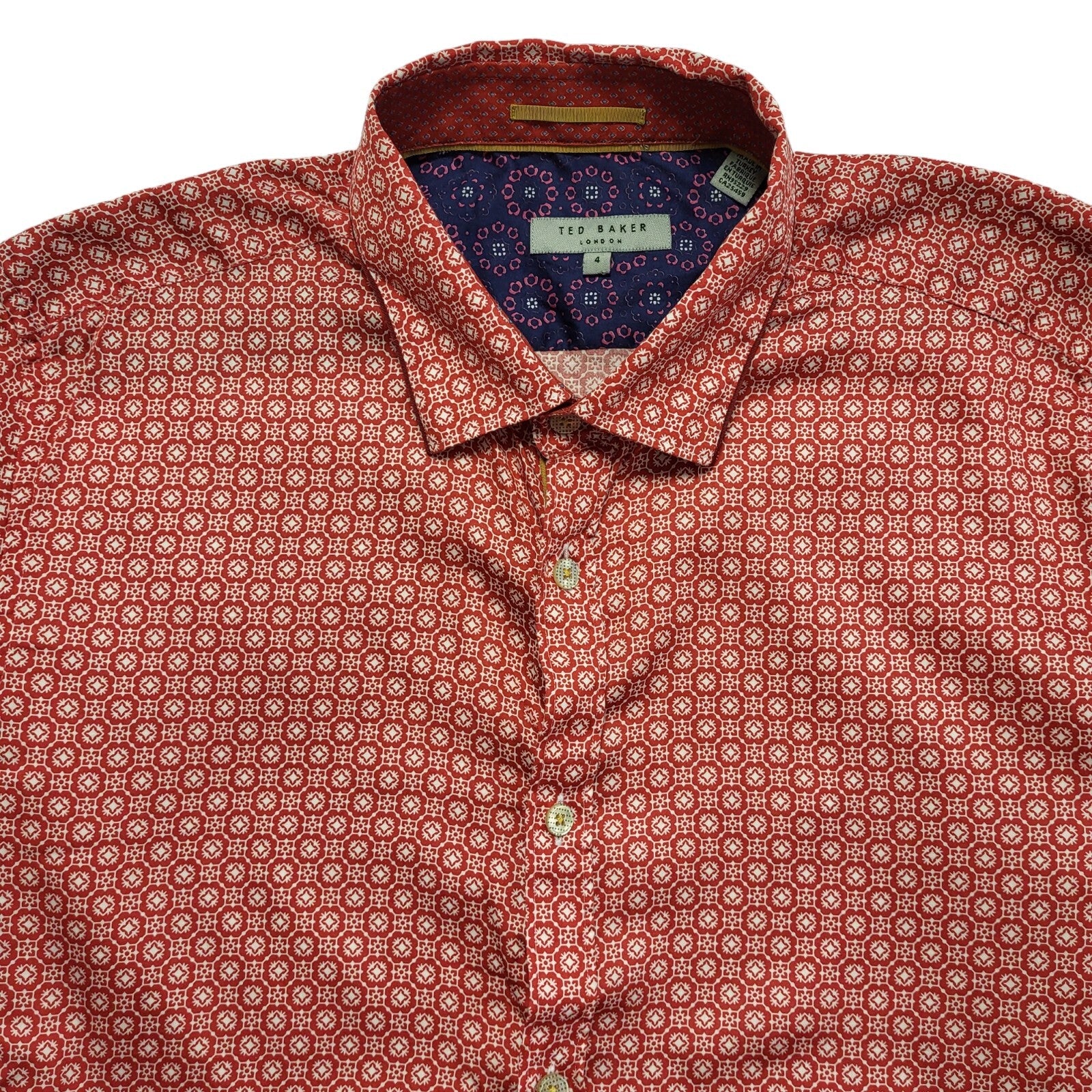 Ted Baker Y2K Red Geometric Long Sleeve Shirt Y2k Men's Size Medium