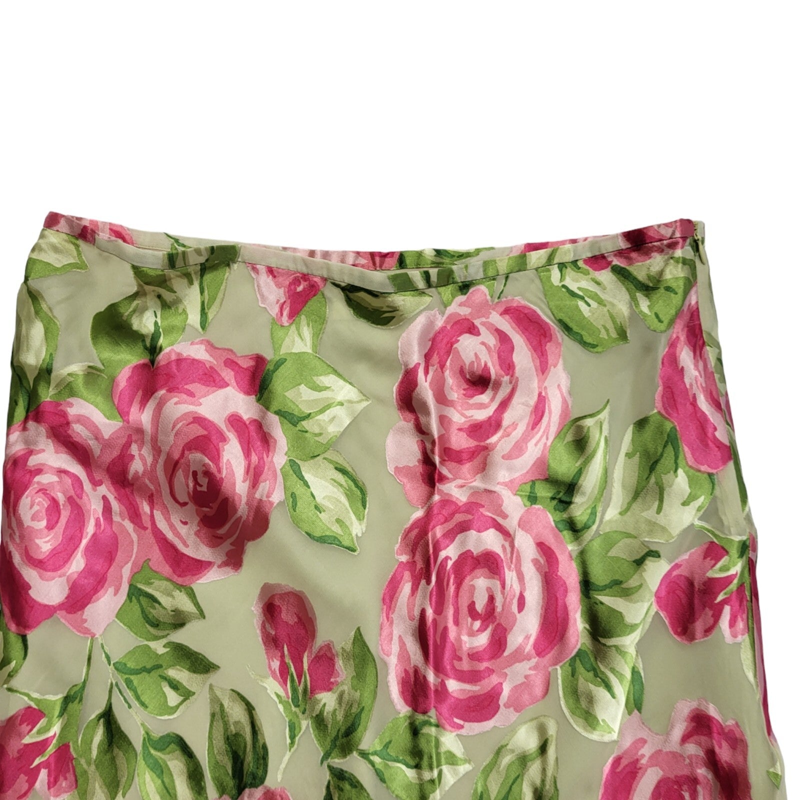 Kaliko Vintage Y2K Pink & Green Floral Midi Trumpet Skirt  Womens UK Size 16