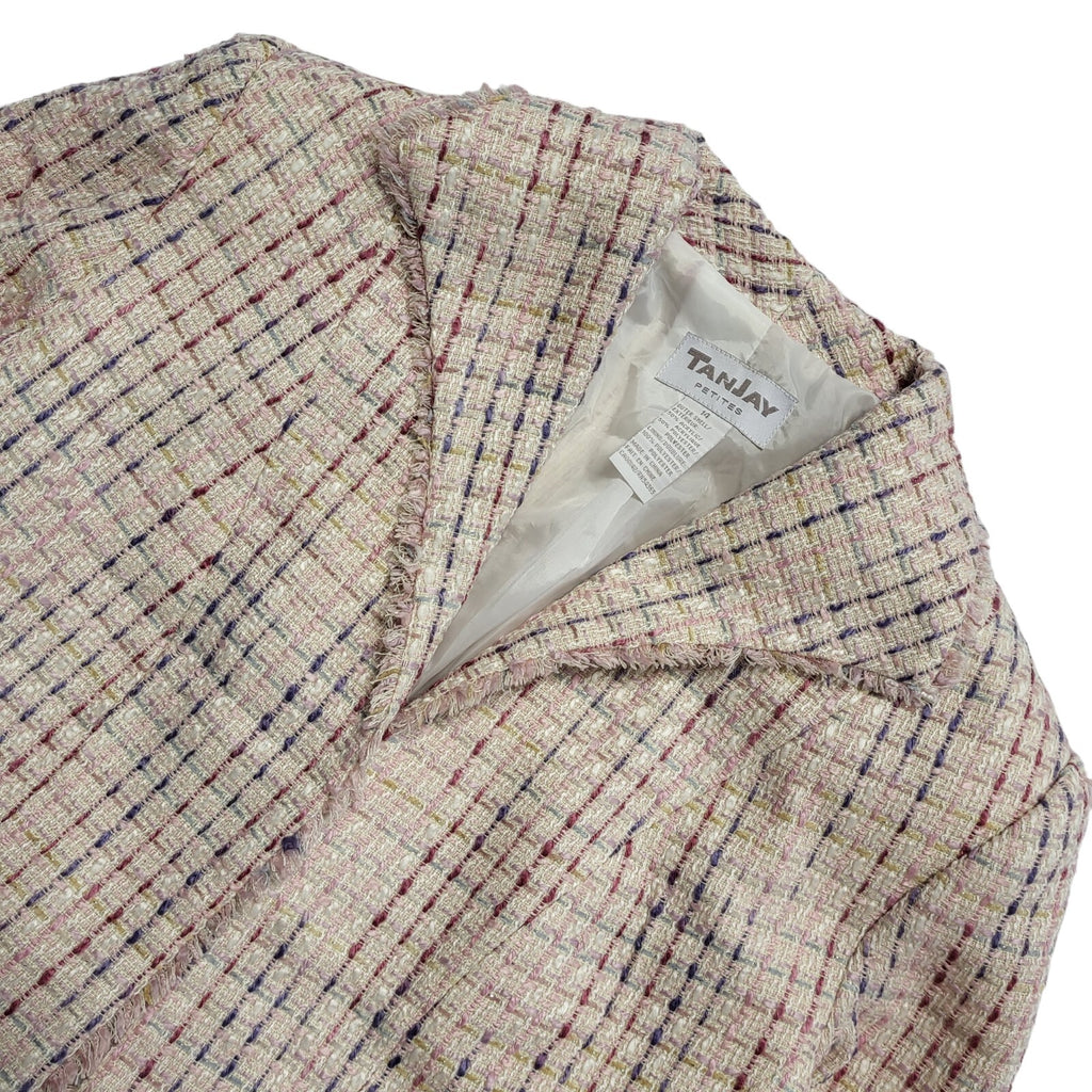 Tanjay Pink 90s Vintage Open Front Polyester Blend Jacket Uk Women's Size 14