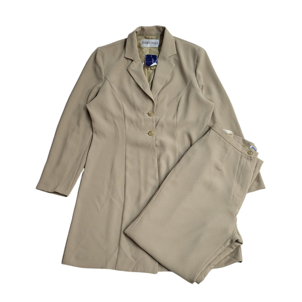 Essentials Beige 90's Hi Waist Trousers & Blazer Jacket Women's BNWT 14 W28 L31