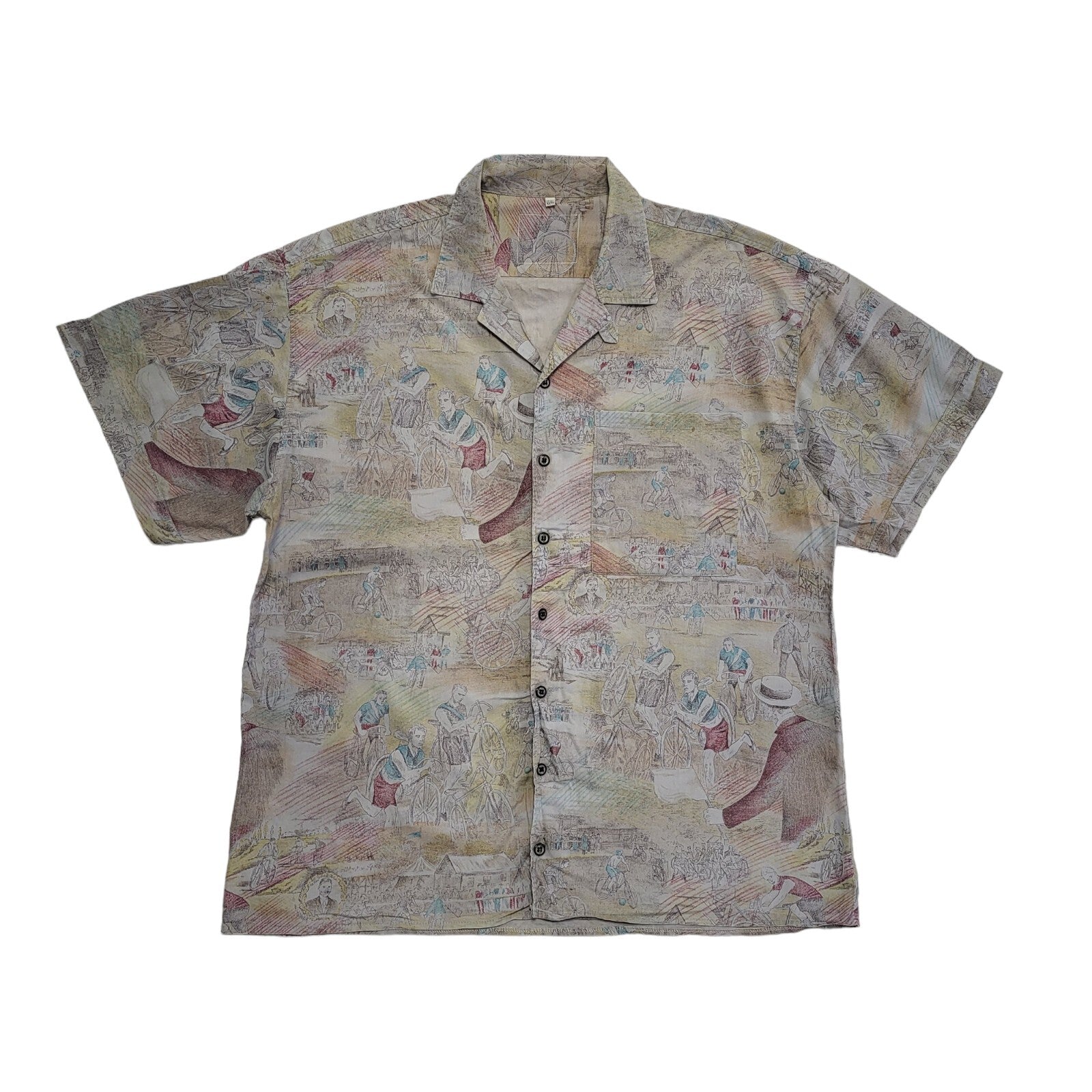 Vintage 90s Purple Abstract Short Sleeve Retro Shirt Uk Men's Size XL