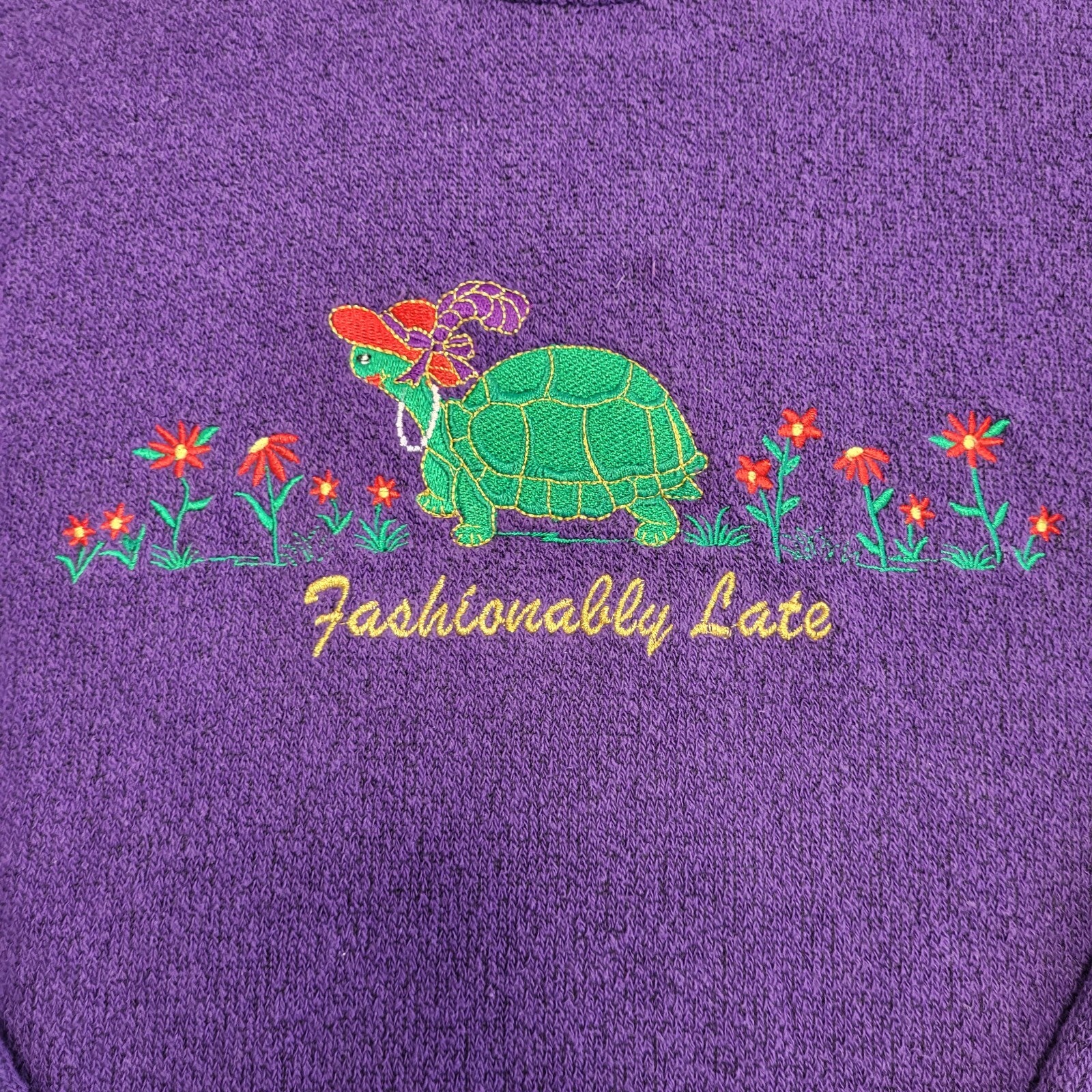 90s Vintage Cottagecore Purple Turtle Sweatshirt Women's Size XL