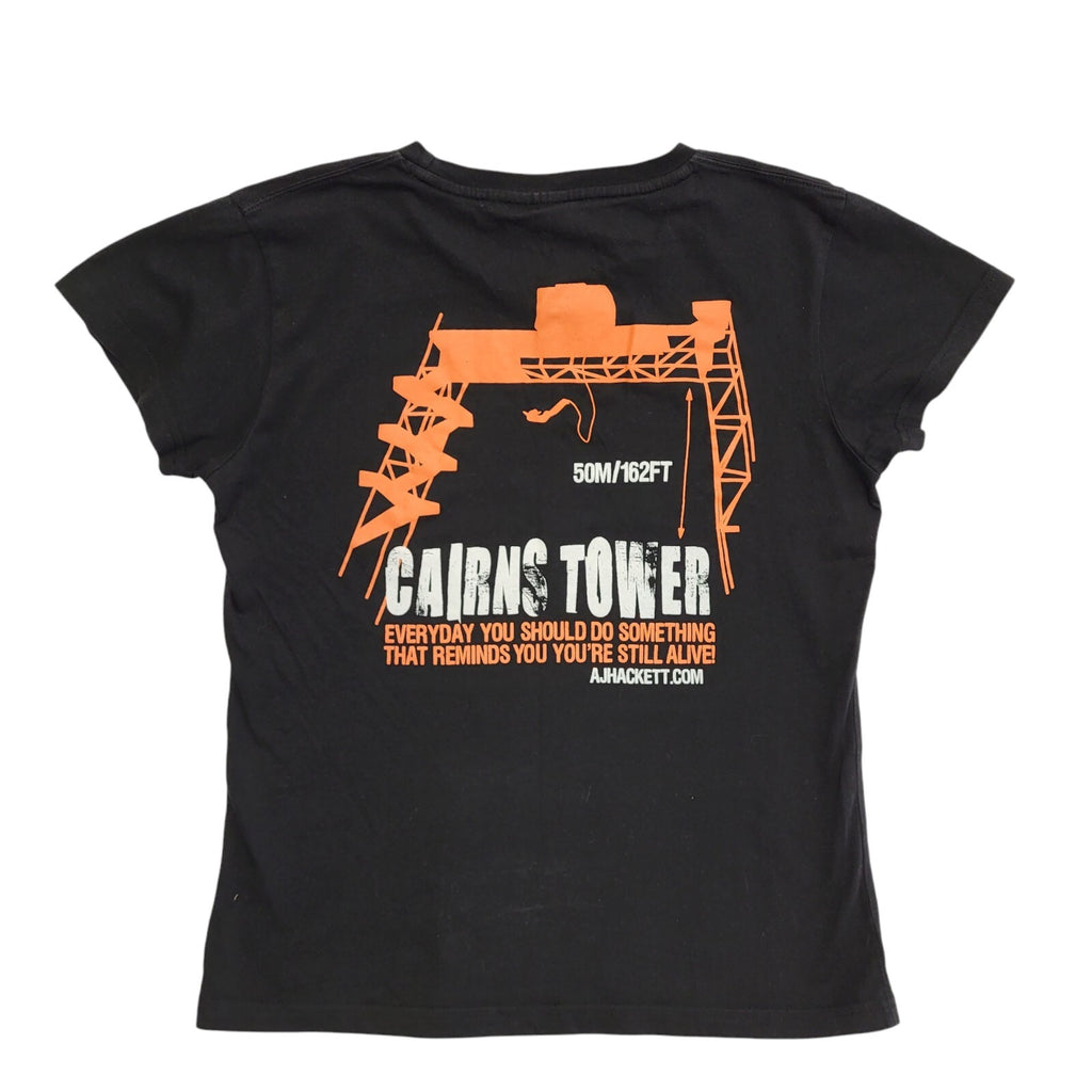 Hackett Cairns Australia Vintage 90's Black Bungy Tourist T-Shirt Womens UK 12