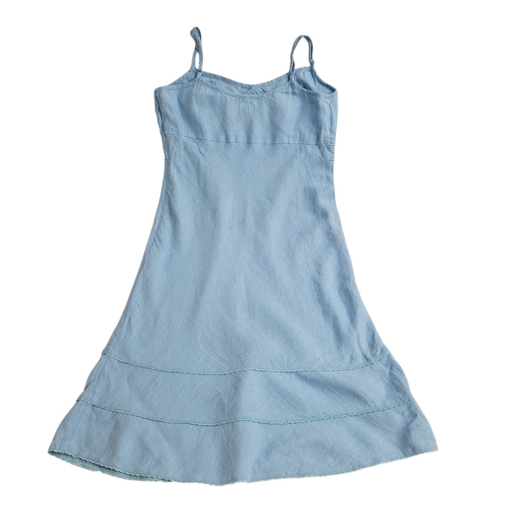 Fat Face Dress Linen Baby Blue A-Line Dress Women's 14