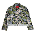Guess Vintage Y2k Green Blue Camouflage Denim Jacket Uk Women's Size Small