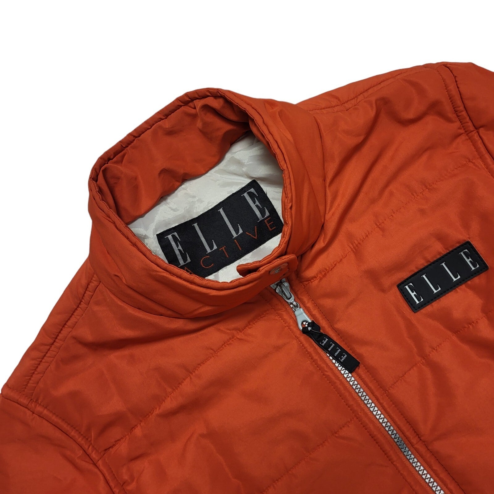 Elle 90s Vintage Orange Zip Up Quilted Jacket Women's Size Medium