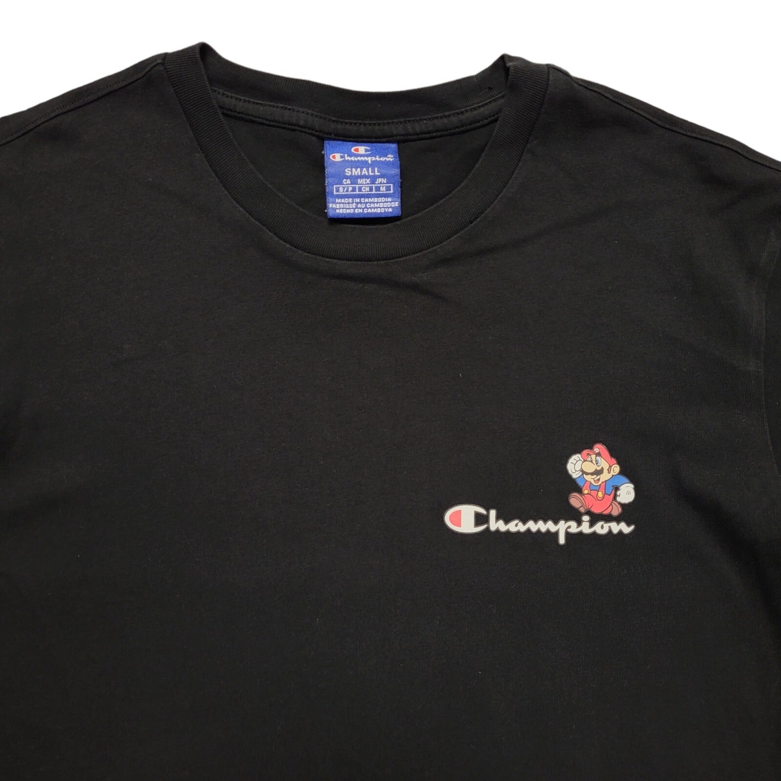 Champion Y2K Vintage Black Super Mario Crew Neck T-Shirt Men's Size Small