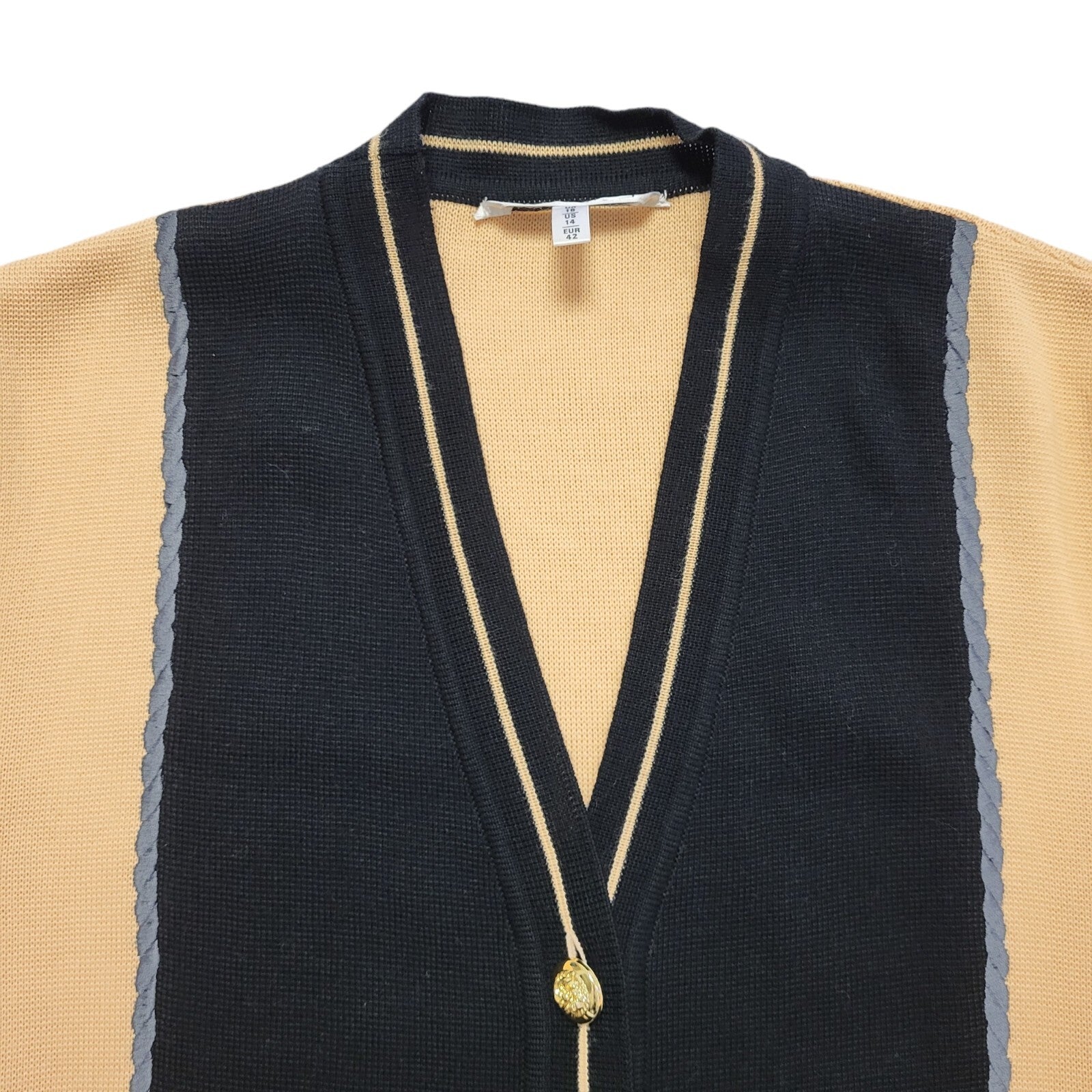 Tricoville Vintage 90s Black Orange Button Cardigan Uk Women's Size 16