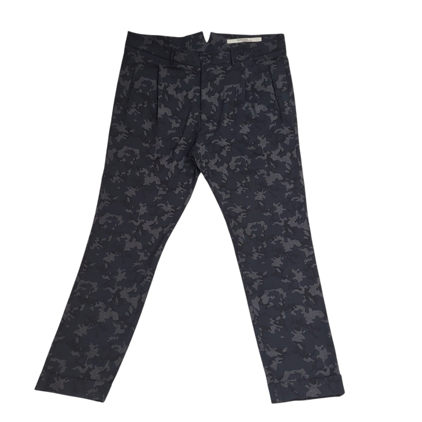 Berwich Pantalone Trousers 90s Black & Grey Cropped Uk Men's Size XL W36 L28