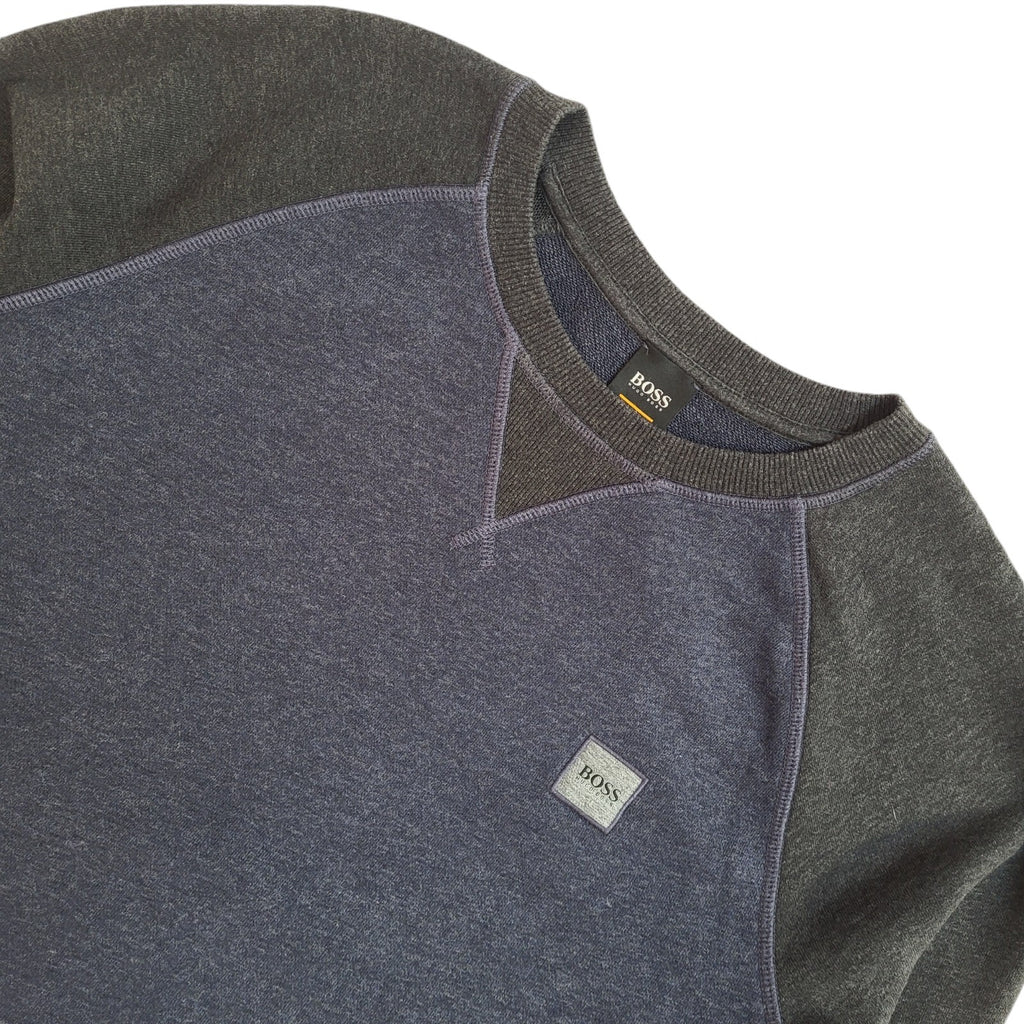 Hugo Boss Sweatshirt Blue & Grey Crew Neck Modern UK Men's Size M
