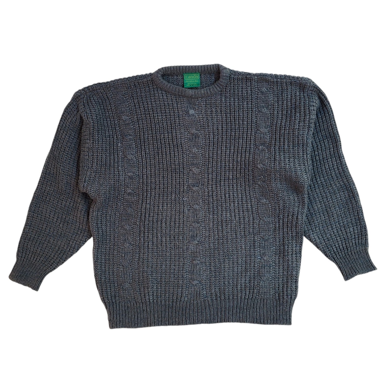 Canda Vintage 90's Blue Knitted Acrylic Jumper UK Men's Size Large