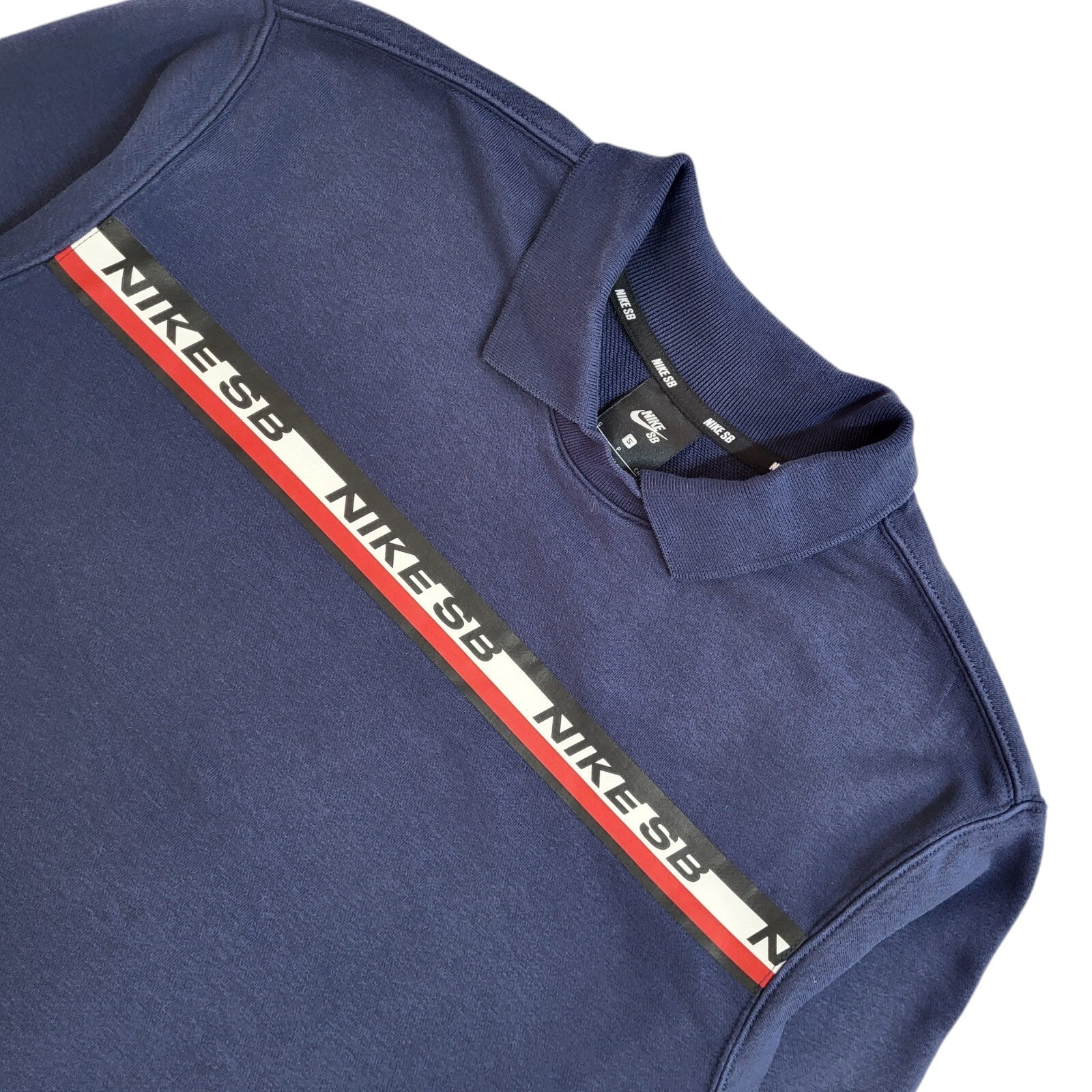 Nike SB Sports Sweatshirt Blue Collared 90's Vintage UK Men's Size S