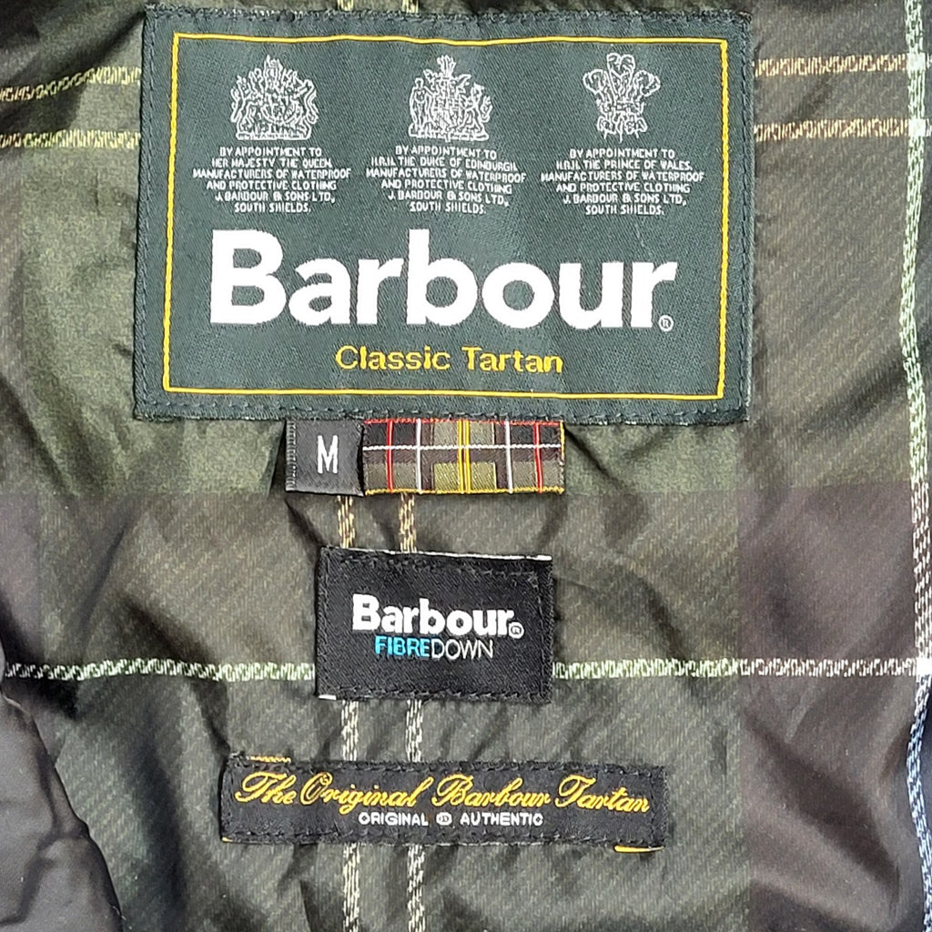 Barbour Fibre Down Classic Tartan Jacket Y2k Black Quilted UK Men's Size M