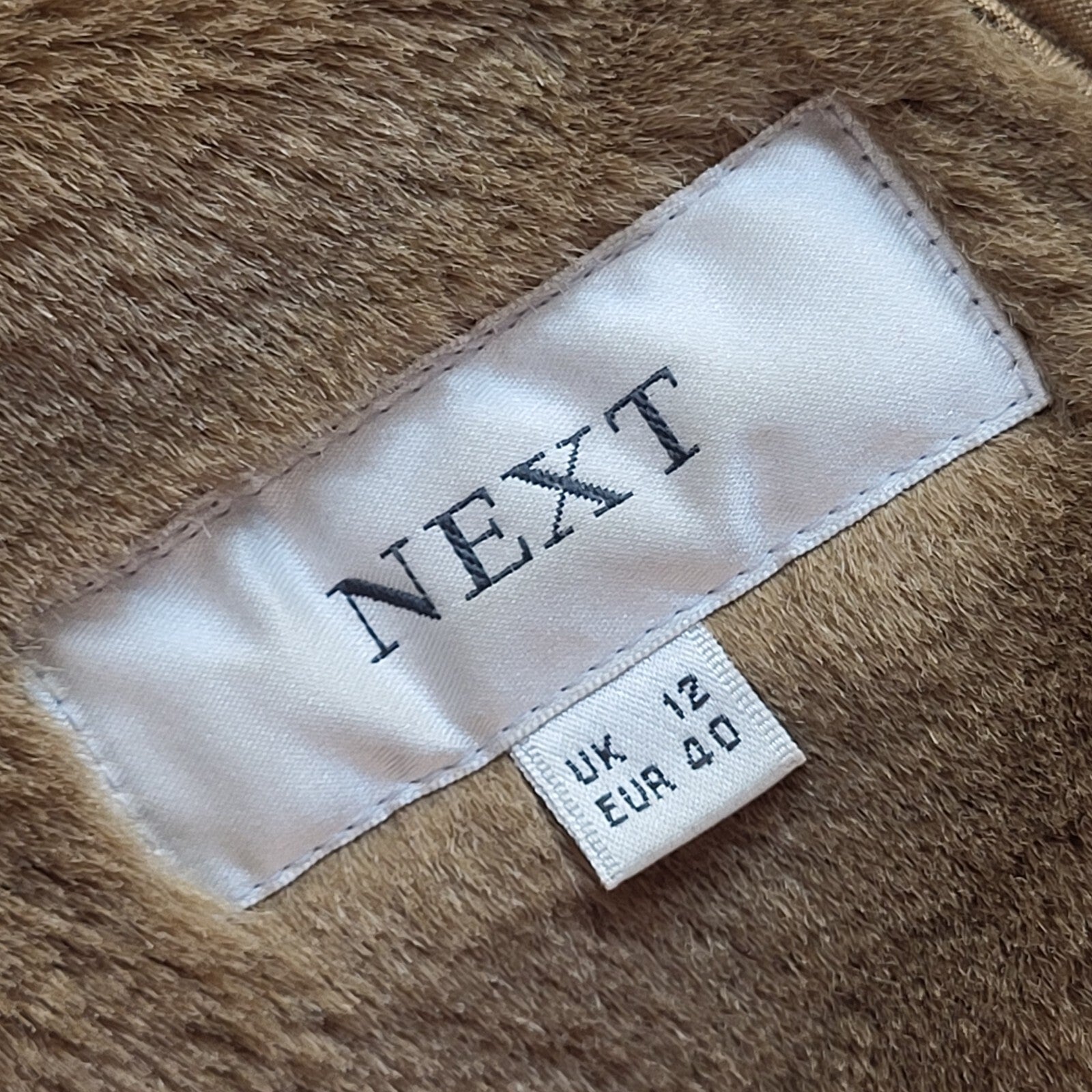 Next Y2K Brown Hooded Suede Faux Fur Lined Jacket UK Women's Size 12
