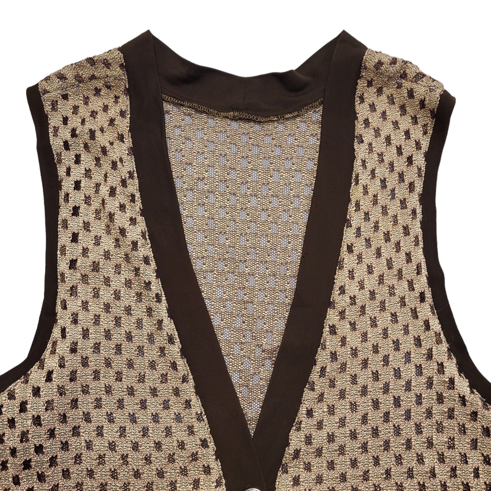Cascade 90's Vintage Brown Button Up Spotted Waistcoat Womens UK Size 14