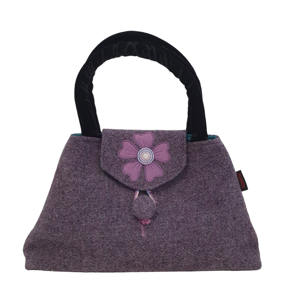 Harris Tweed Purple Wool Triangle Small Top Handle Handbag Uk Women's 13" x 7"