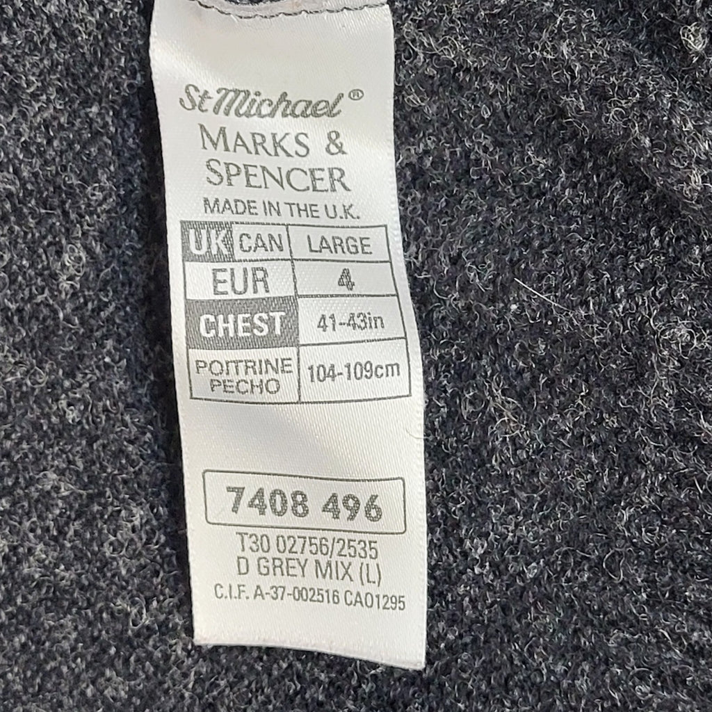 St Michael Vintage 90's Grey V-Neck Jumper UK Men's Size Large