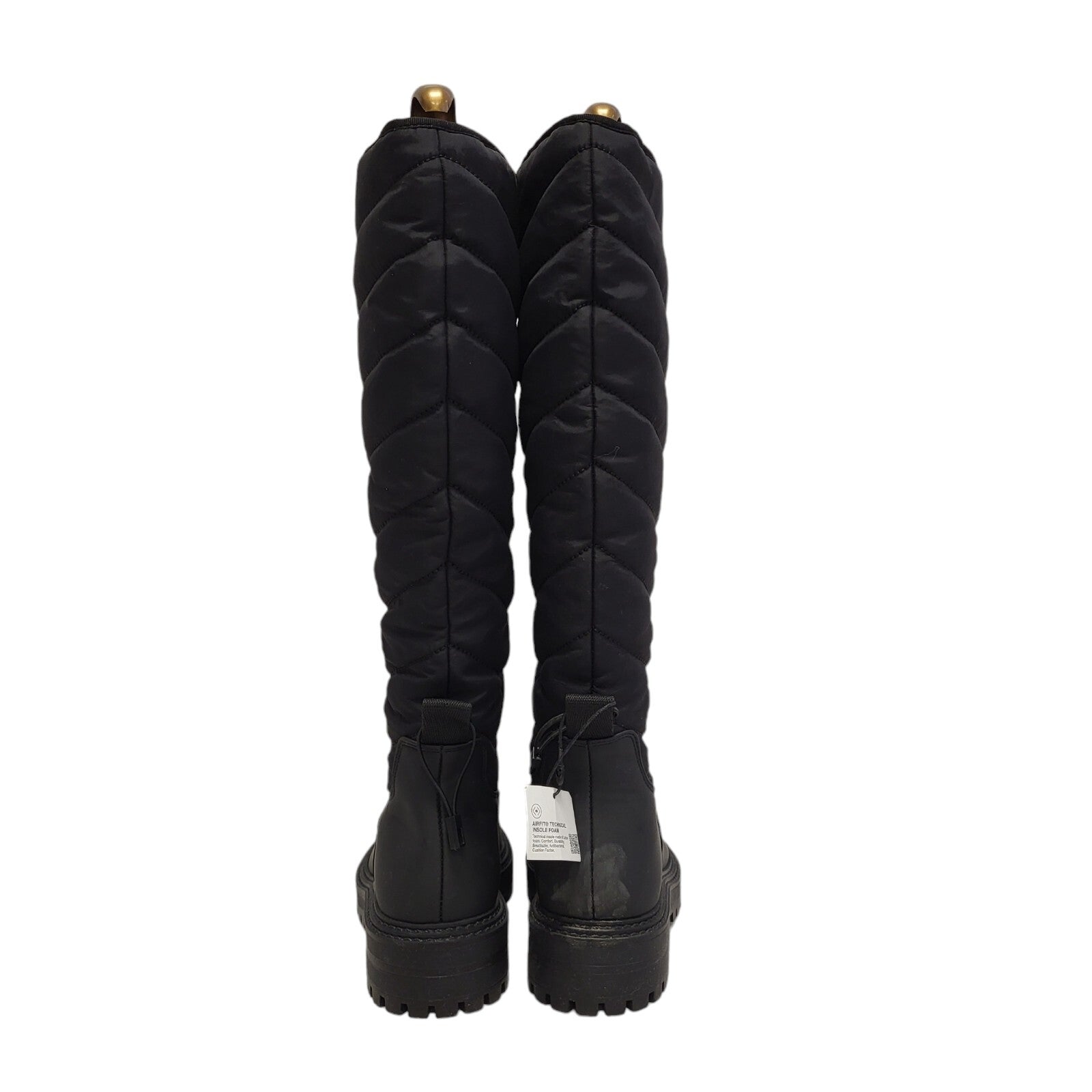 Zara Black Quilted Airfit Insole Foam Boots Uk 4 Eu 37 BNWOB