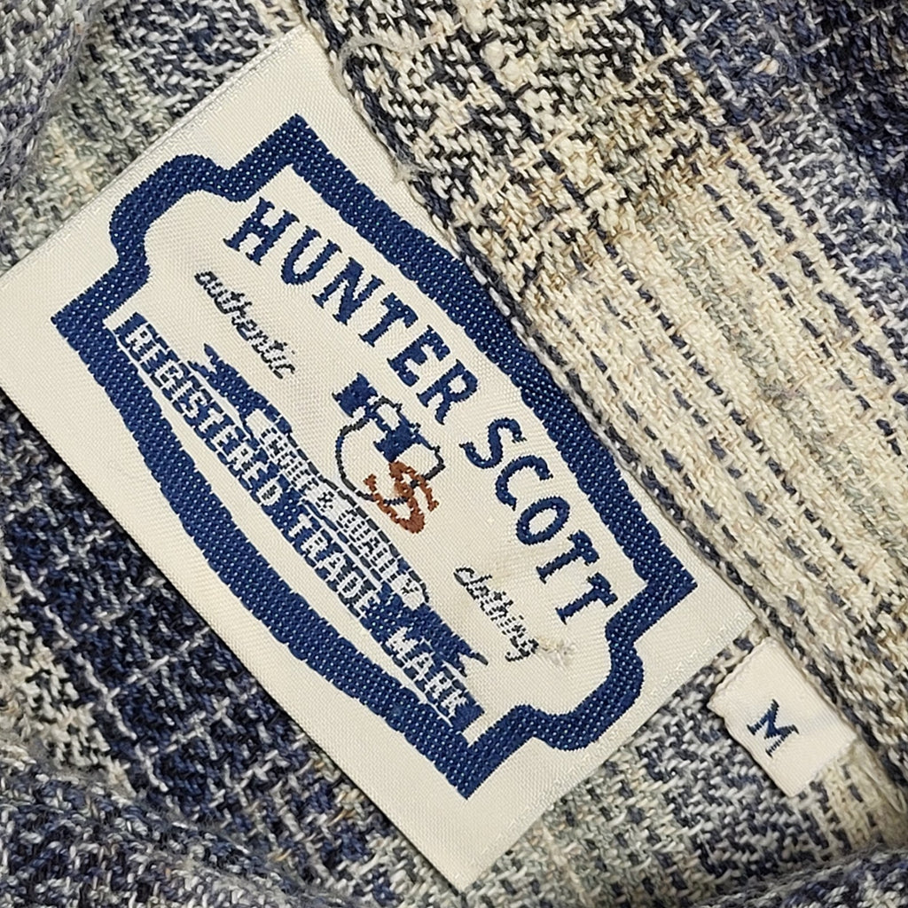 Hunter Scott 90s Vintage Blue & White Check Shirt Uk Men's Size Medium