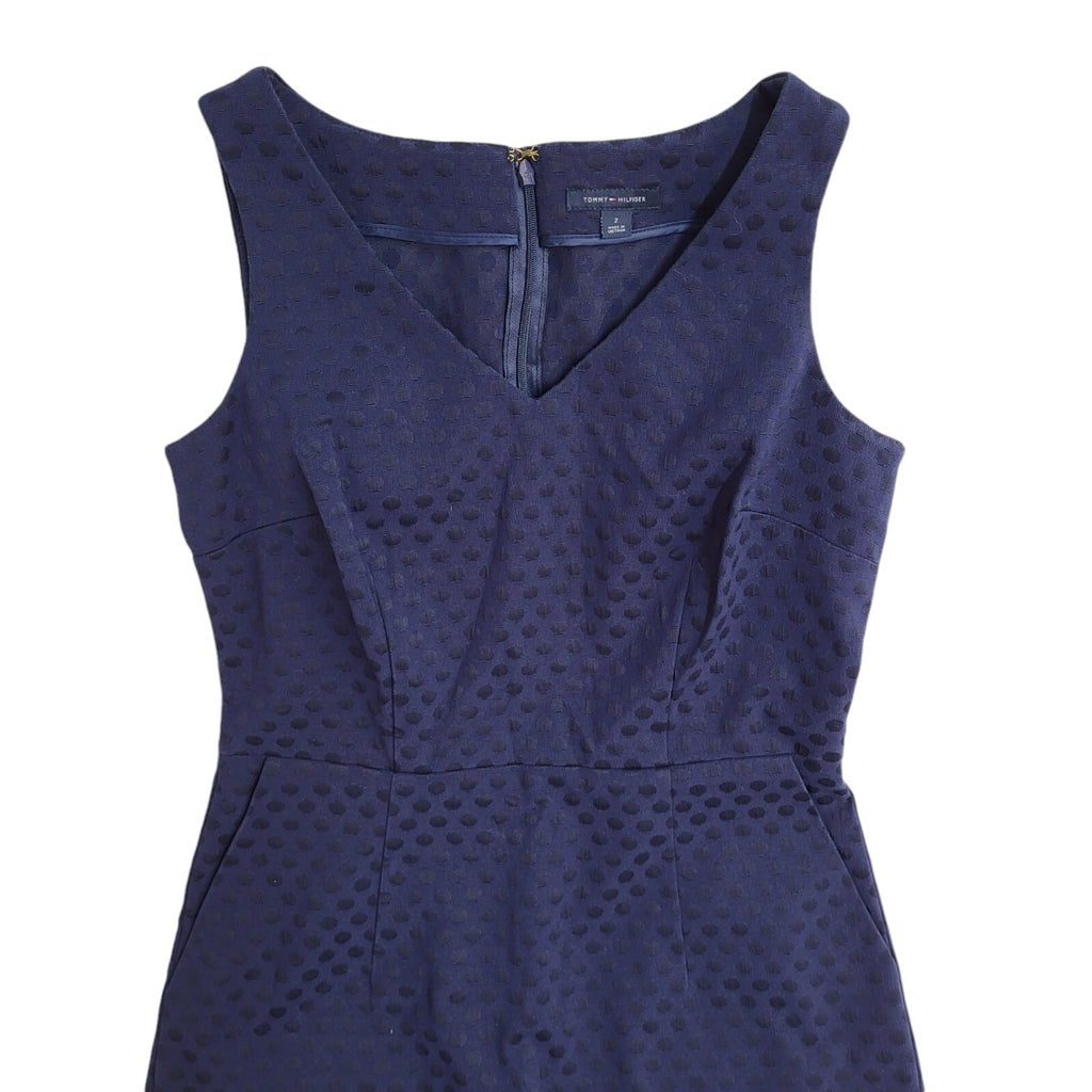 Tommy Hilfiger Blue Vintage Y2K Blue Spotted Knee Length Dress UK Women's Size S