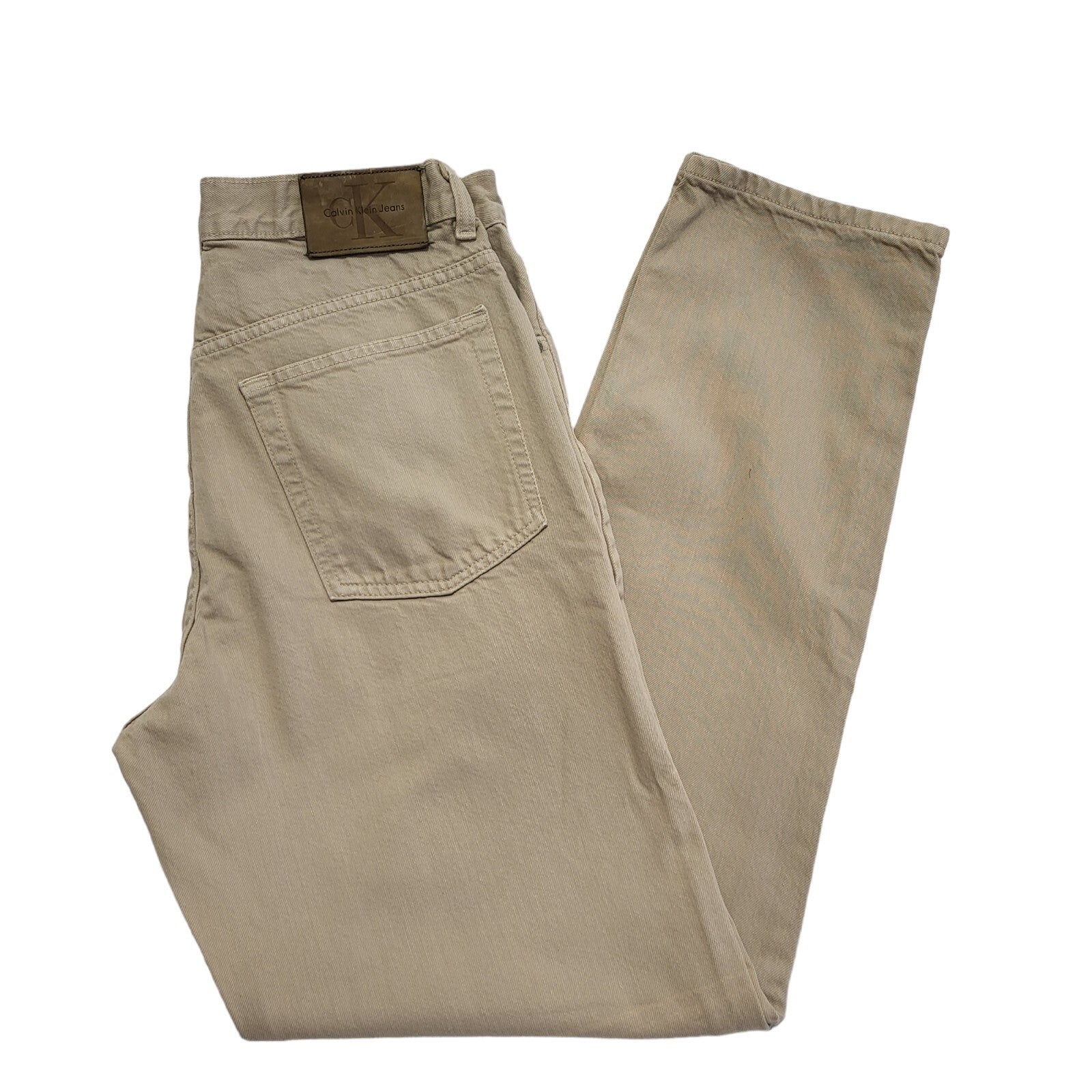 Calvin Klein Vintage 90's Beige Straight Denim Jeans Uk Men's Size M W32 L32